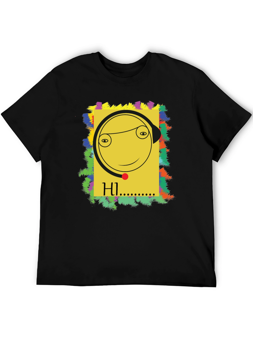 Unique Graphic Tee - HI Smiley Face