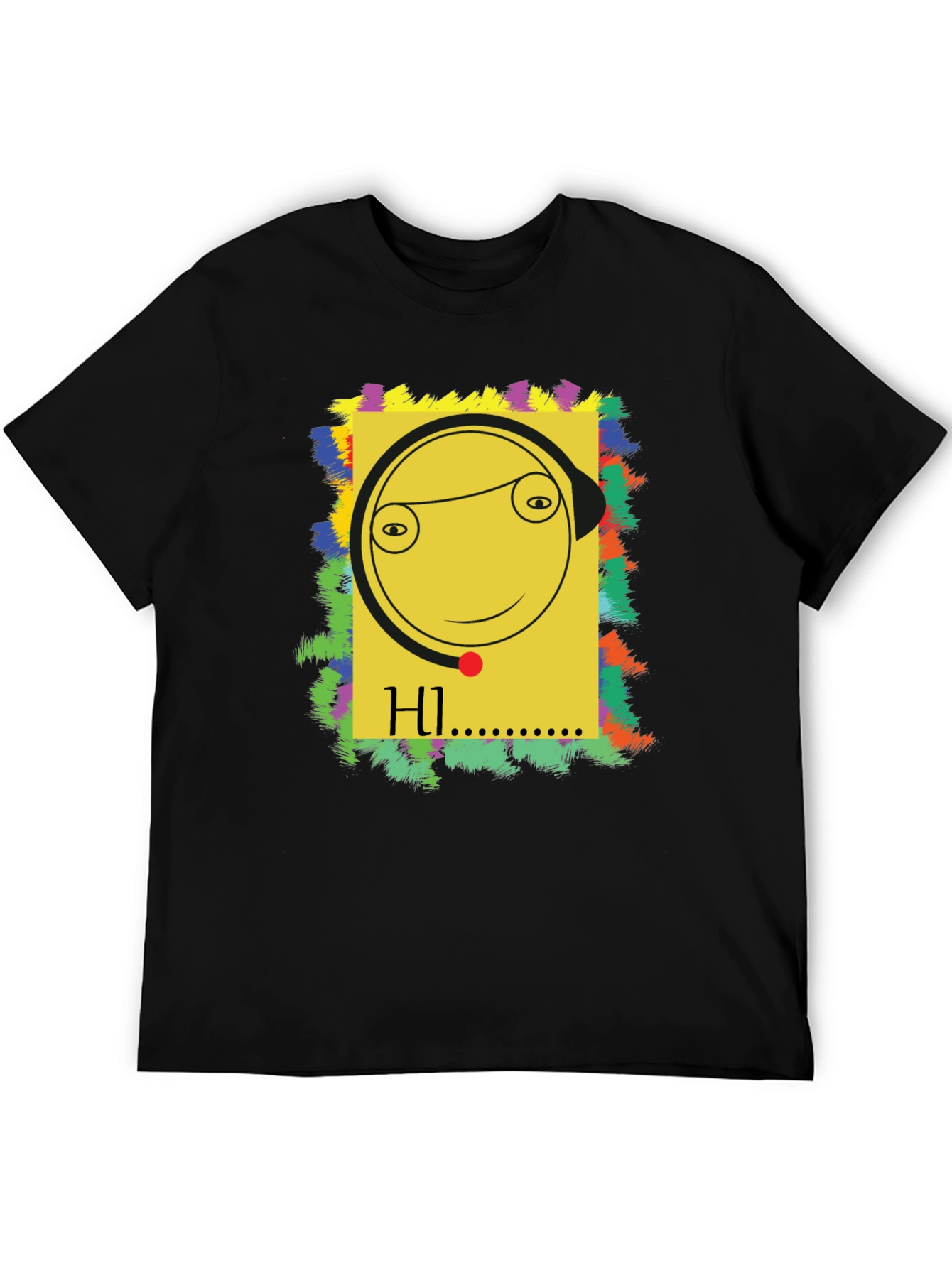 Unique Graphic Tee - HI Smiley Face