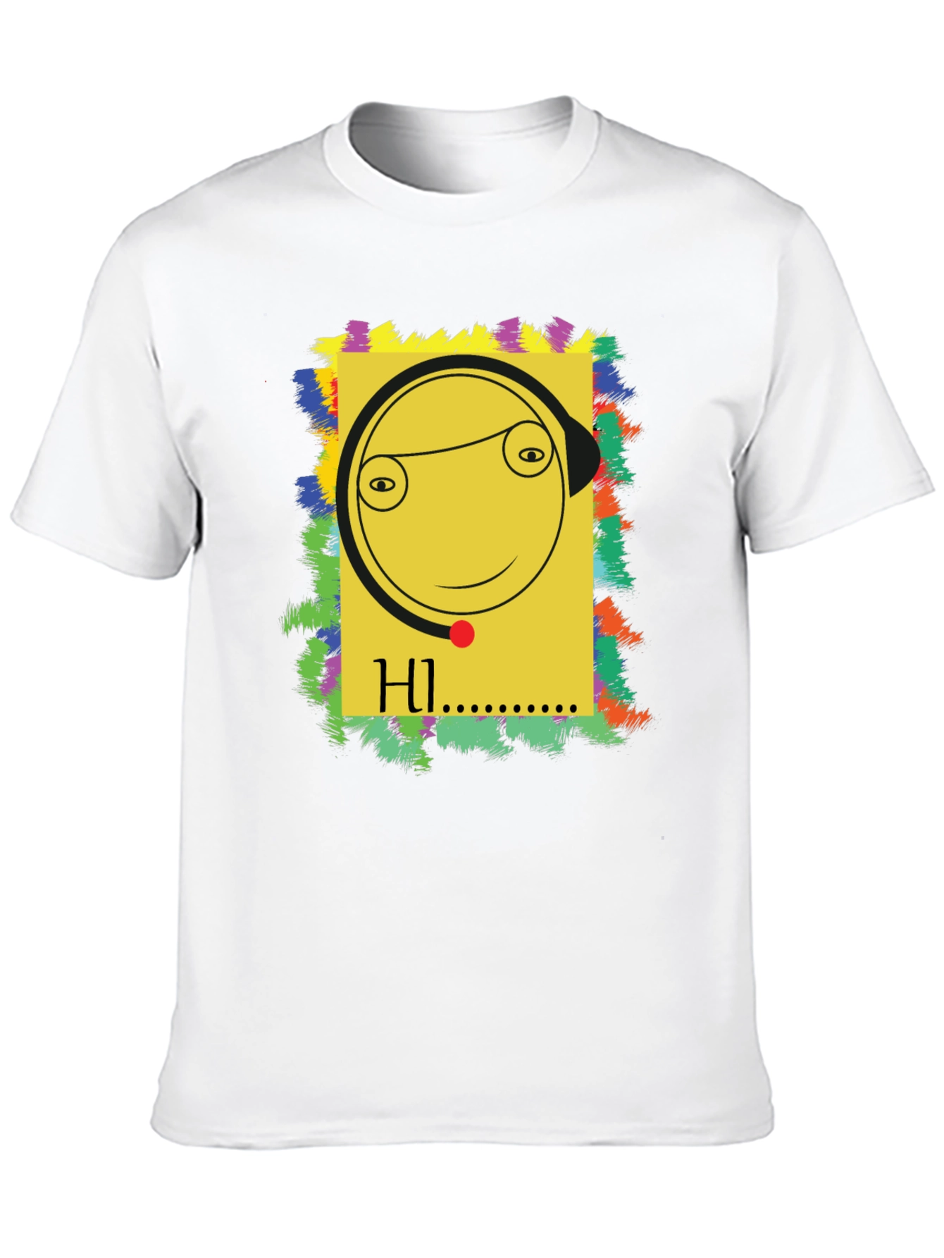 Unique Graphic Tee - HI Smiley Face