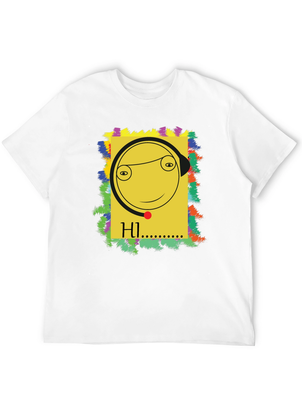 Unique Graphic Tee - HI Smiley Face