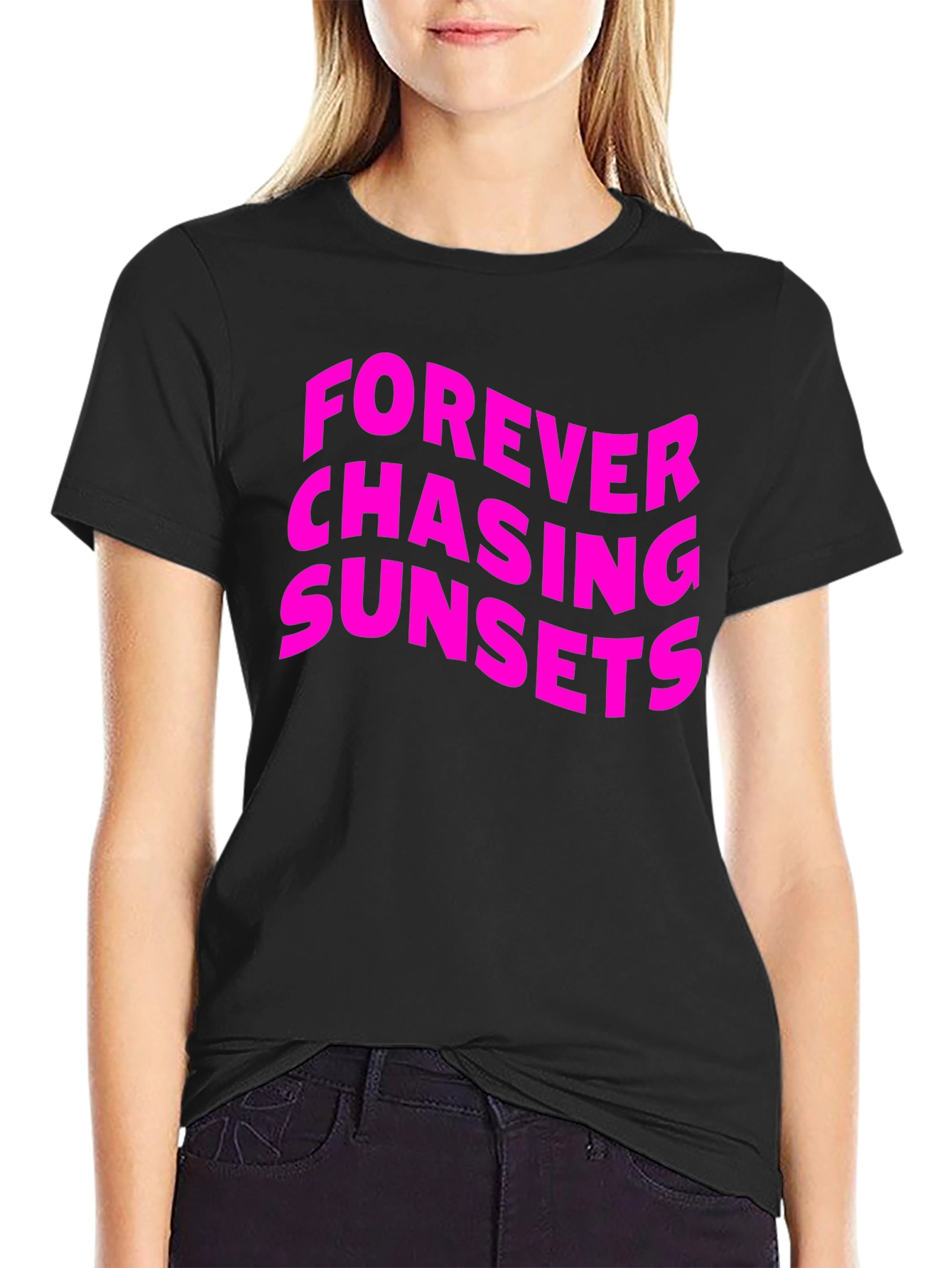 Forever Chasing Sunsets Graphic Tee - Black