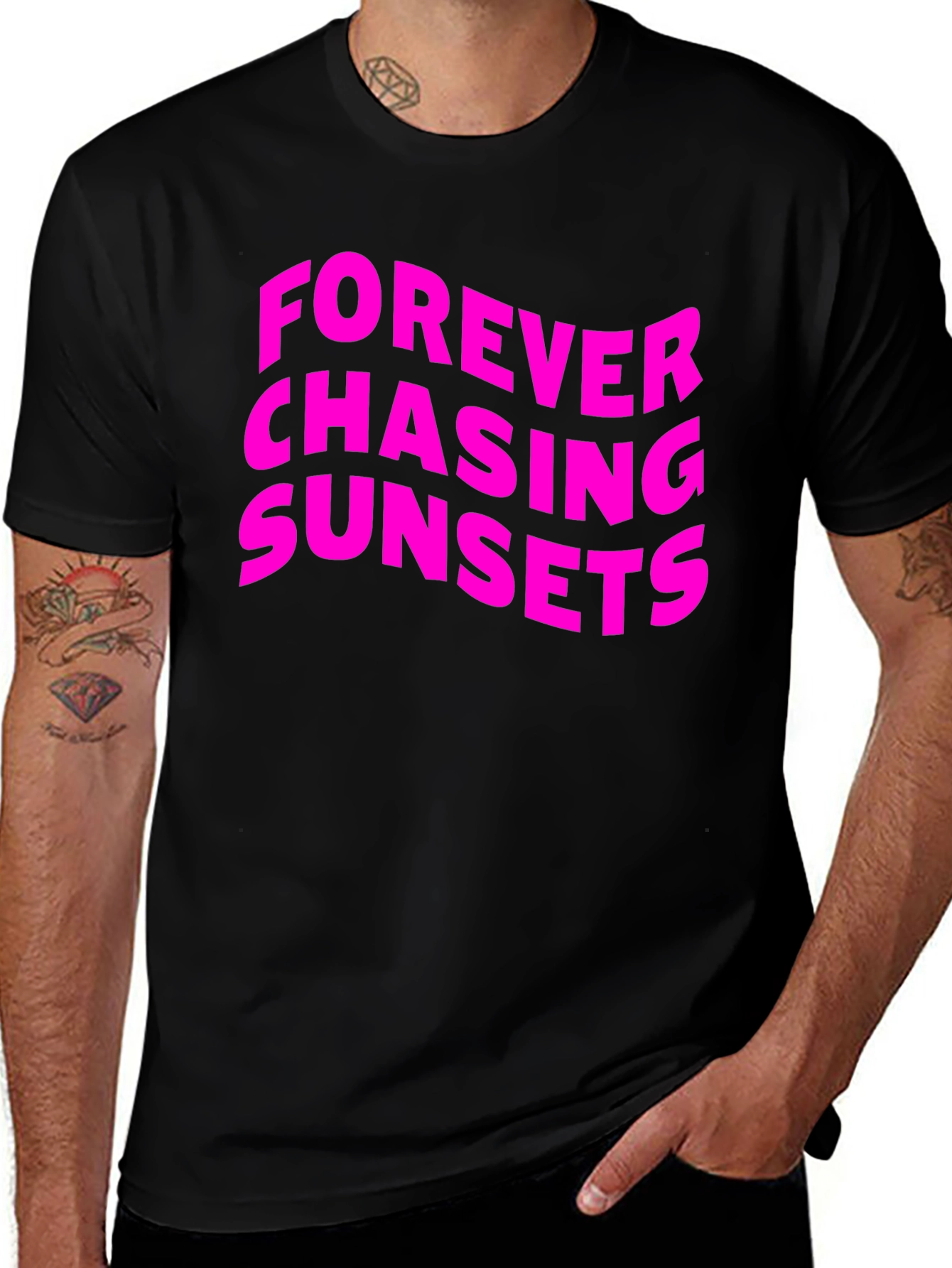 Forever Chasing Sunsets Graphic Tee - Black