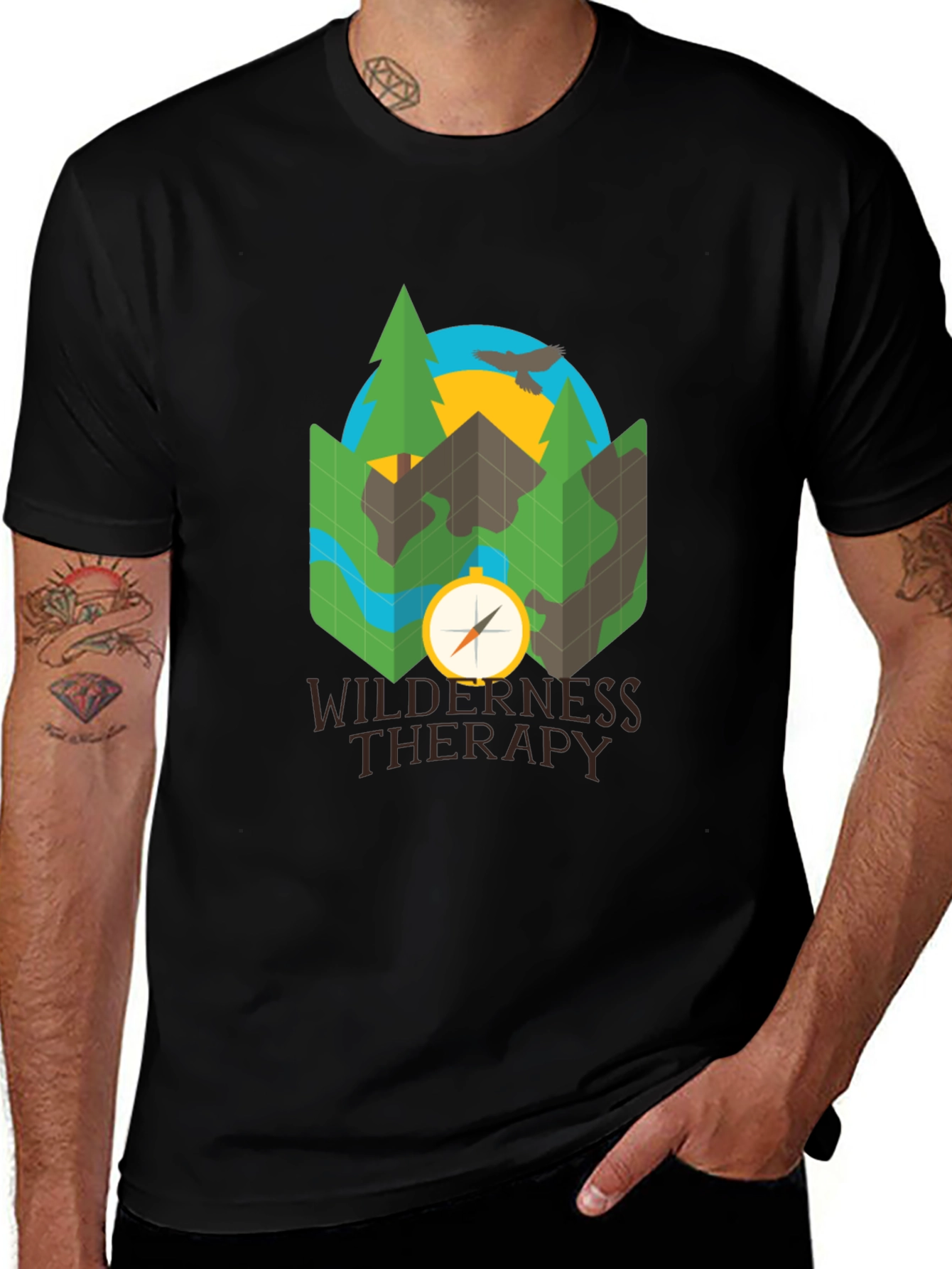 Wilderness Therapy Compass Graphic Tee - Black