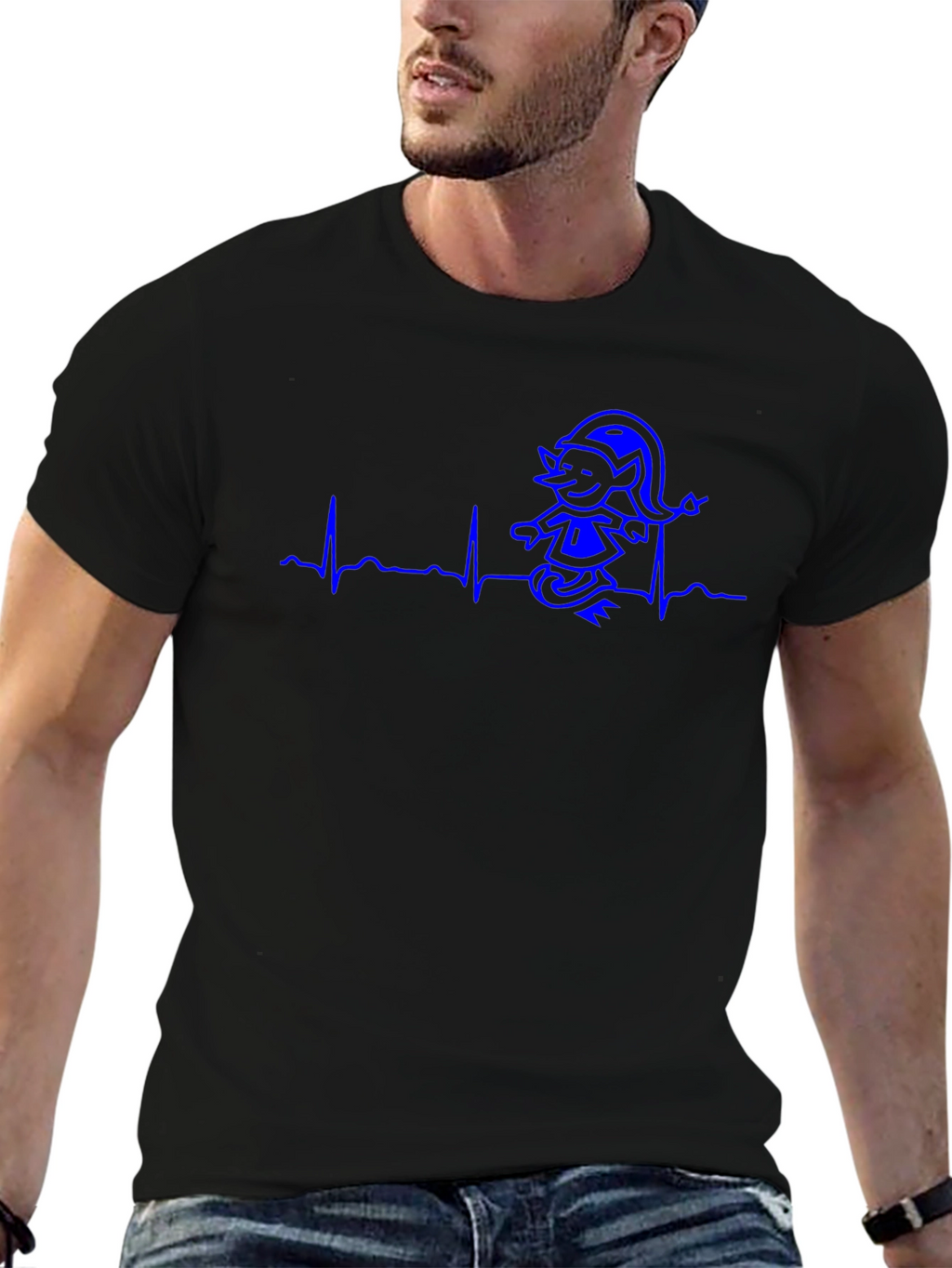 Heartbeat Elf T-Shirt - Funny Cartoon Tee
