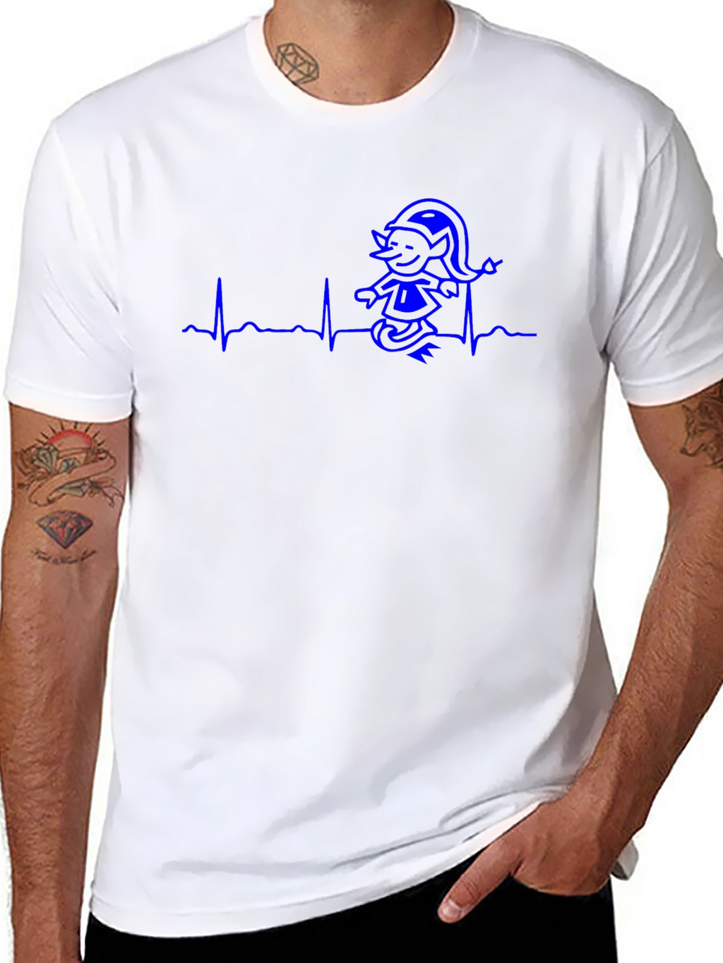 Heartbeat Elf T-Shirt - Funny Cartoon Tee