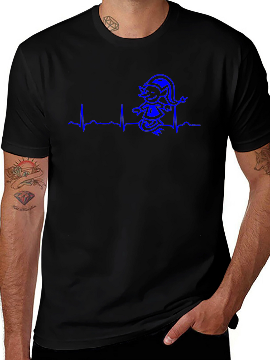 Heartbeat Elf T-Shirt - Funny Cartoon Tee
