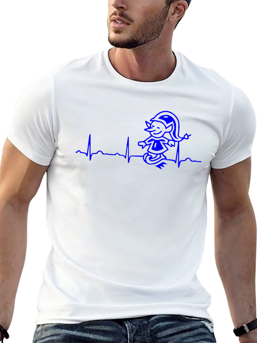 Heartbeat Elf T-Shirt - Funny Cartoon Tee