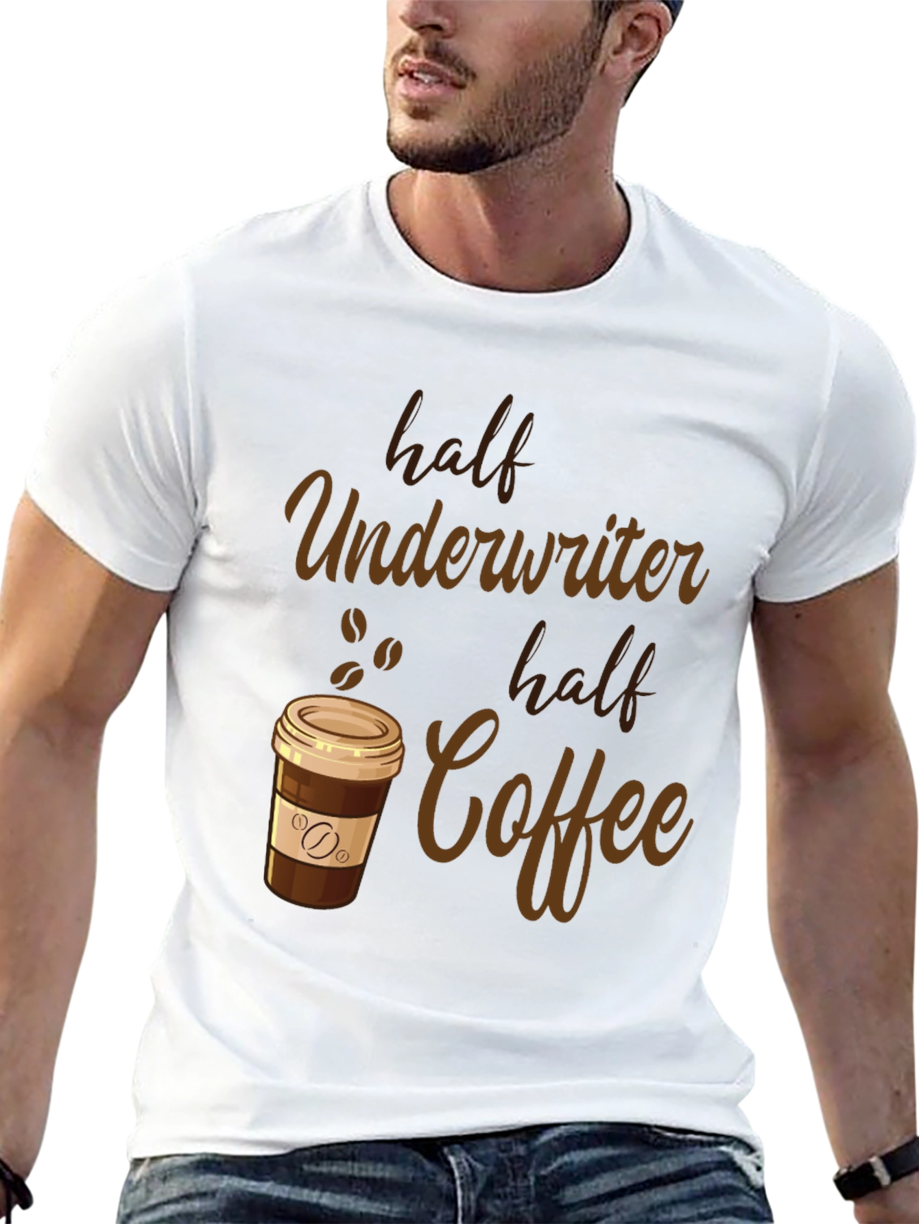 Half Underwriter Half Coffee Black Graphic T-Shirt