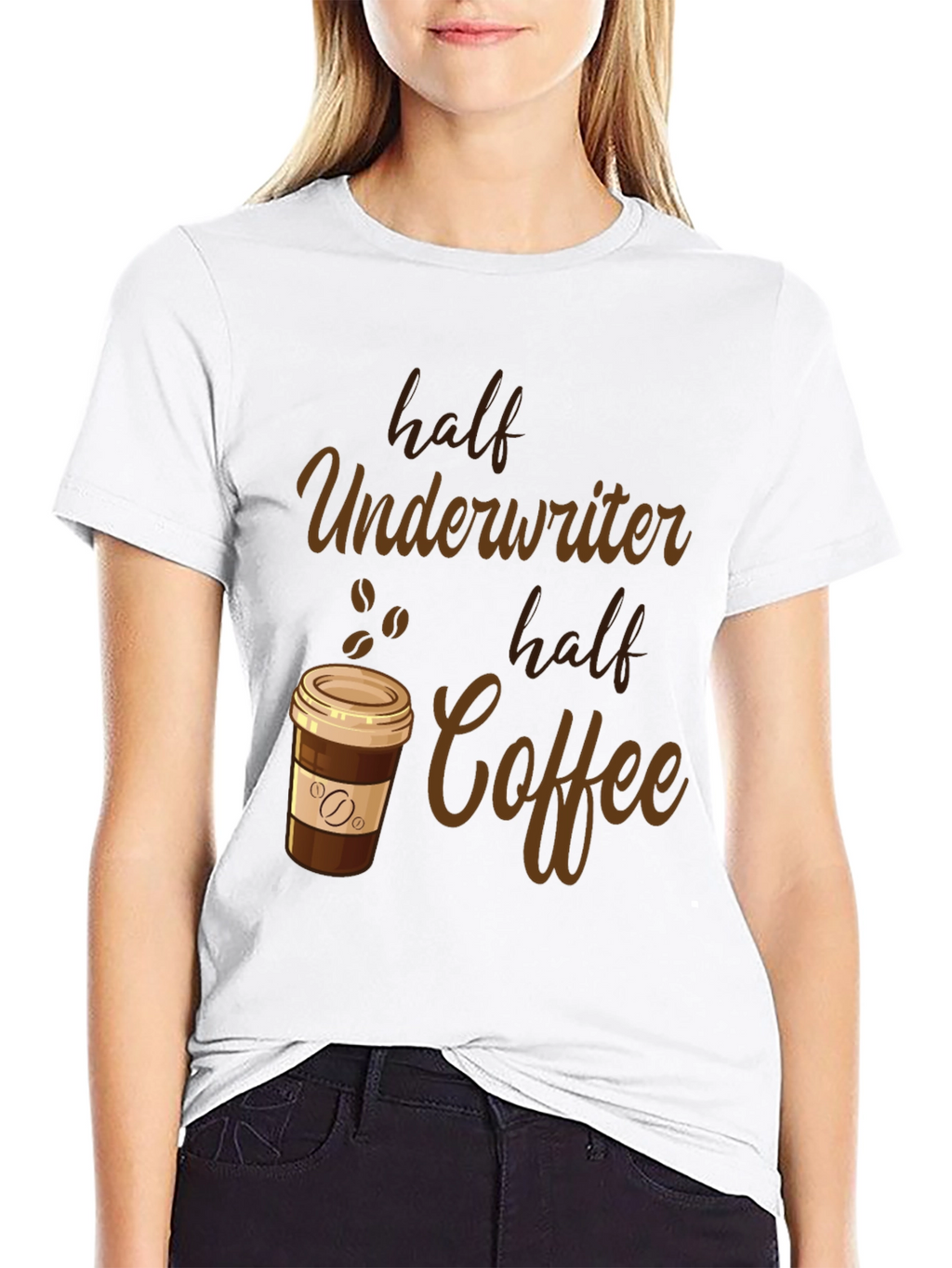 Half Underwriter Half Coffee Black Graphic T-Shirt