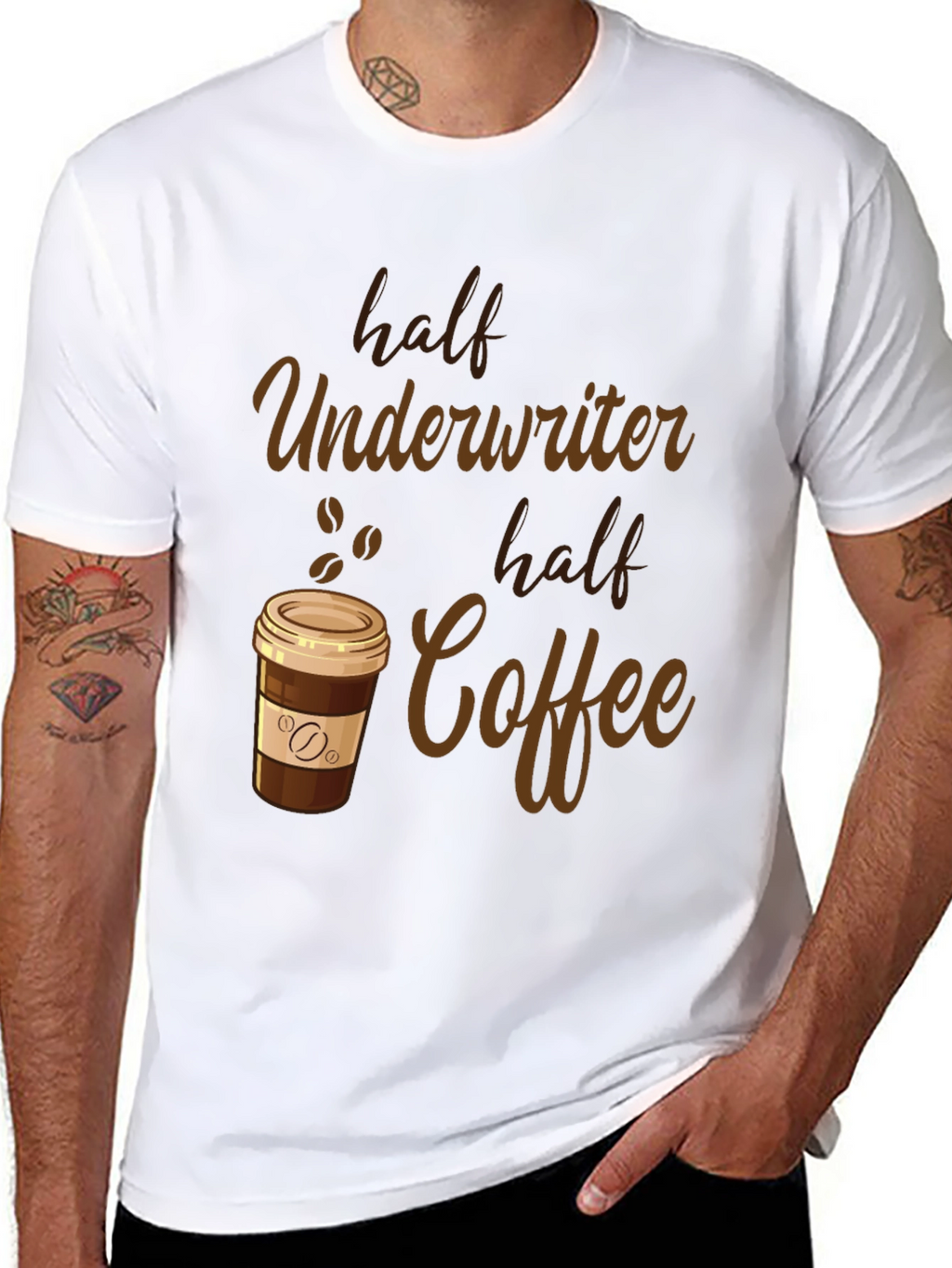 Half Underwriter Half Coffee Black Graphic T-Shirt