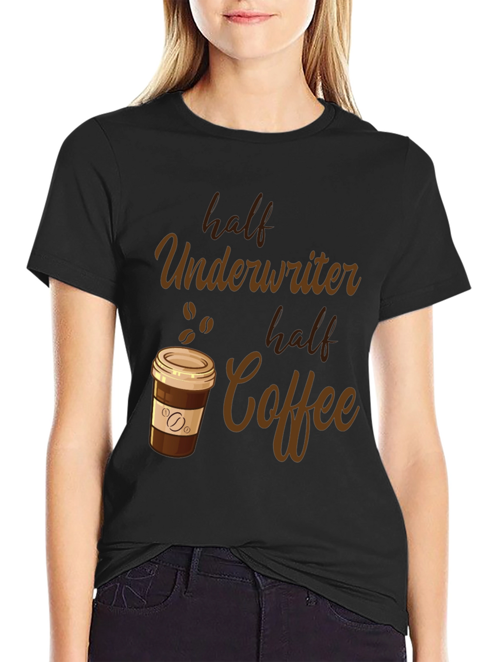 Half Underwriter Half Coffee Black Graphic T-Shirt