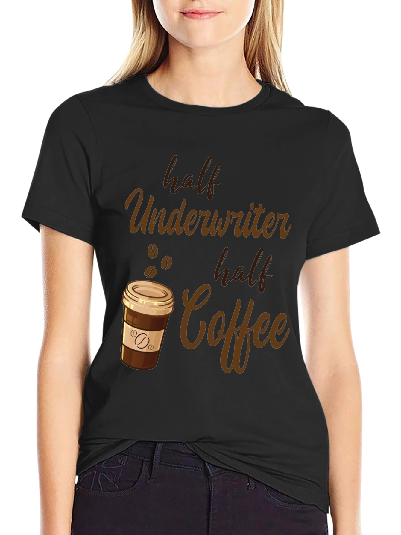 Half Underwriter Half Coffee Black Graphic T-Shirt