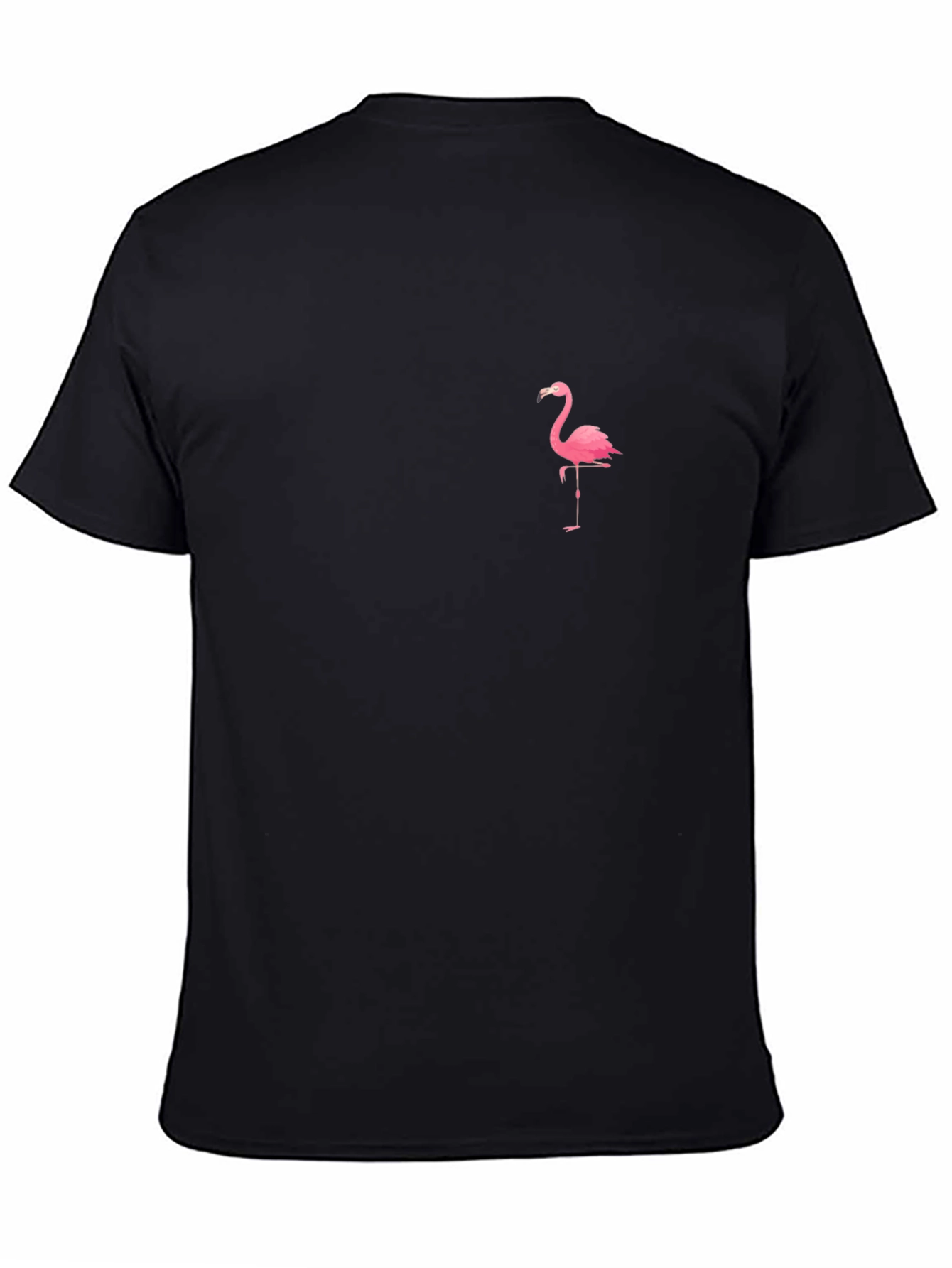 Black T-Shirt with Flamingo Graphic Print