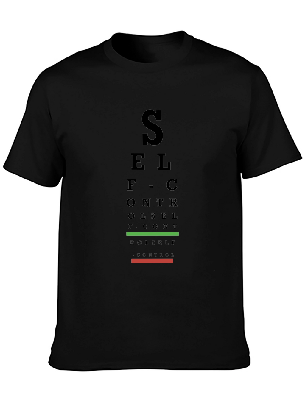 Self Control Eye Chart Black T-Shirt