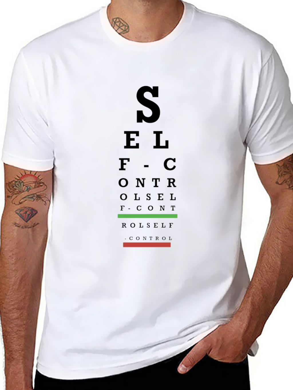 Self Control Eye Chart Black T-Shirt