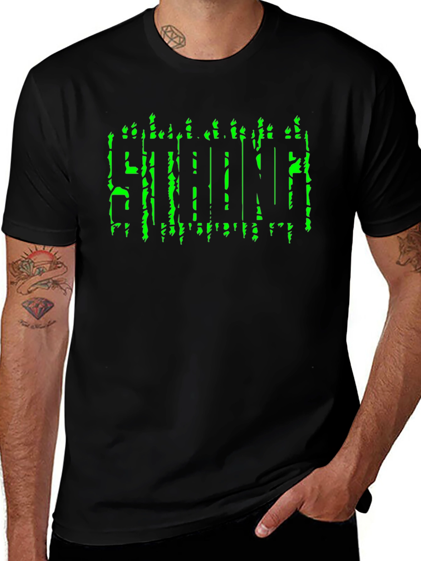 Strong Graphic Print Black T-Shirt