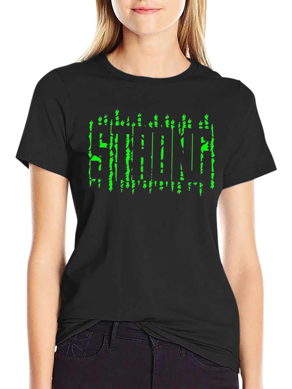 Strong Graphic Print Black T-Shirt