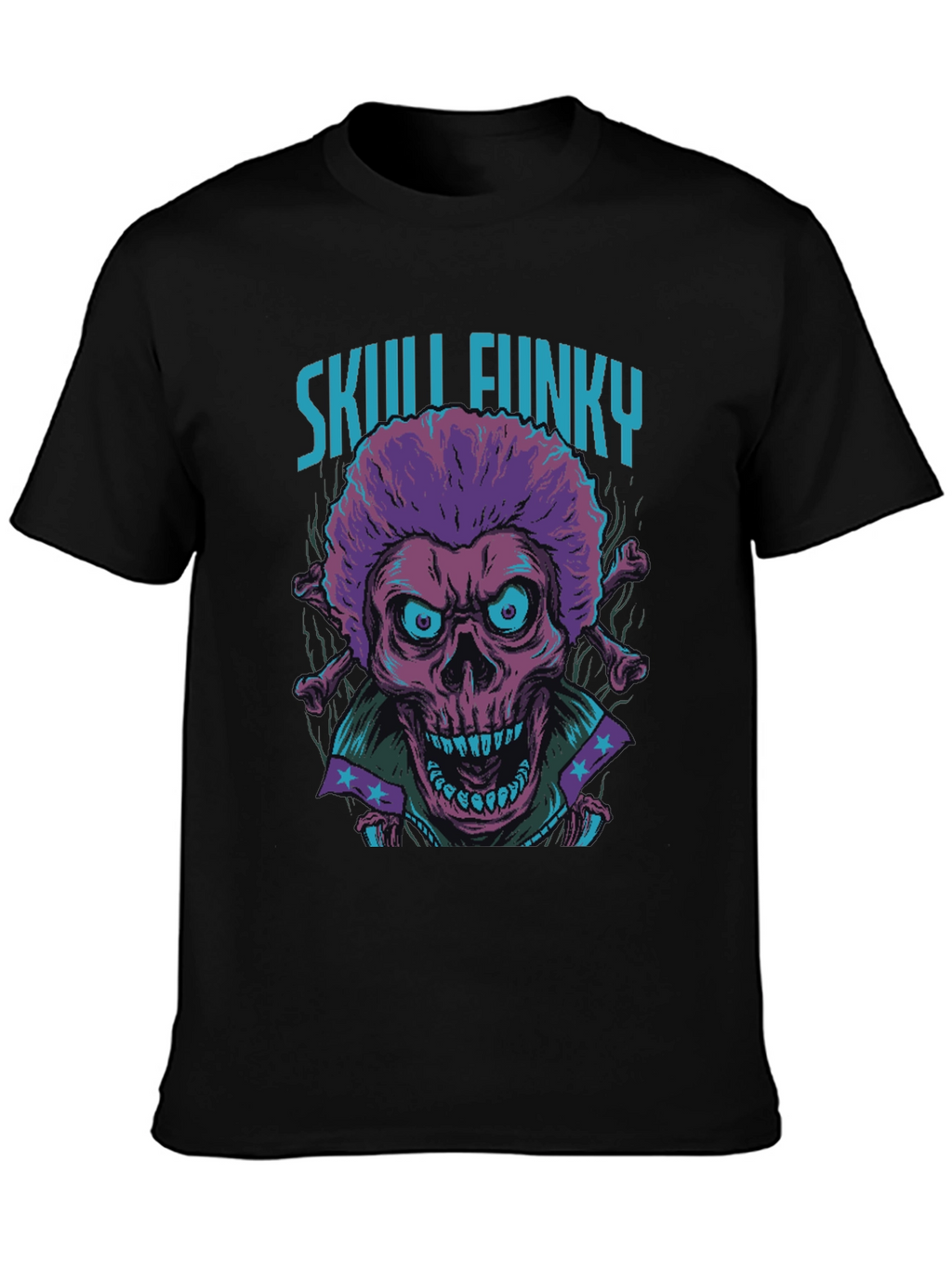 Skull Funky Graphic Print Tee - Unique Fashion