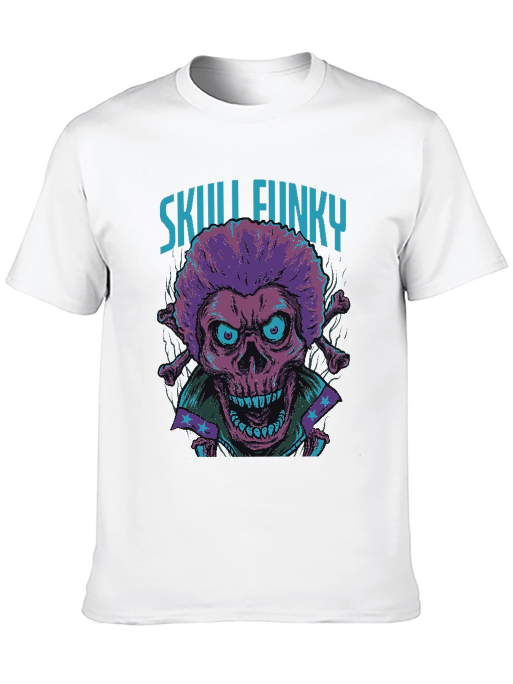 Skull Funky Graphic Print Tee - Unique Fashion