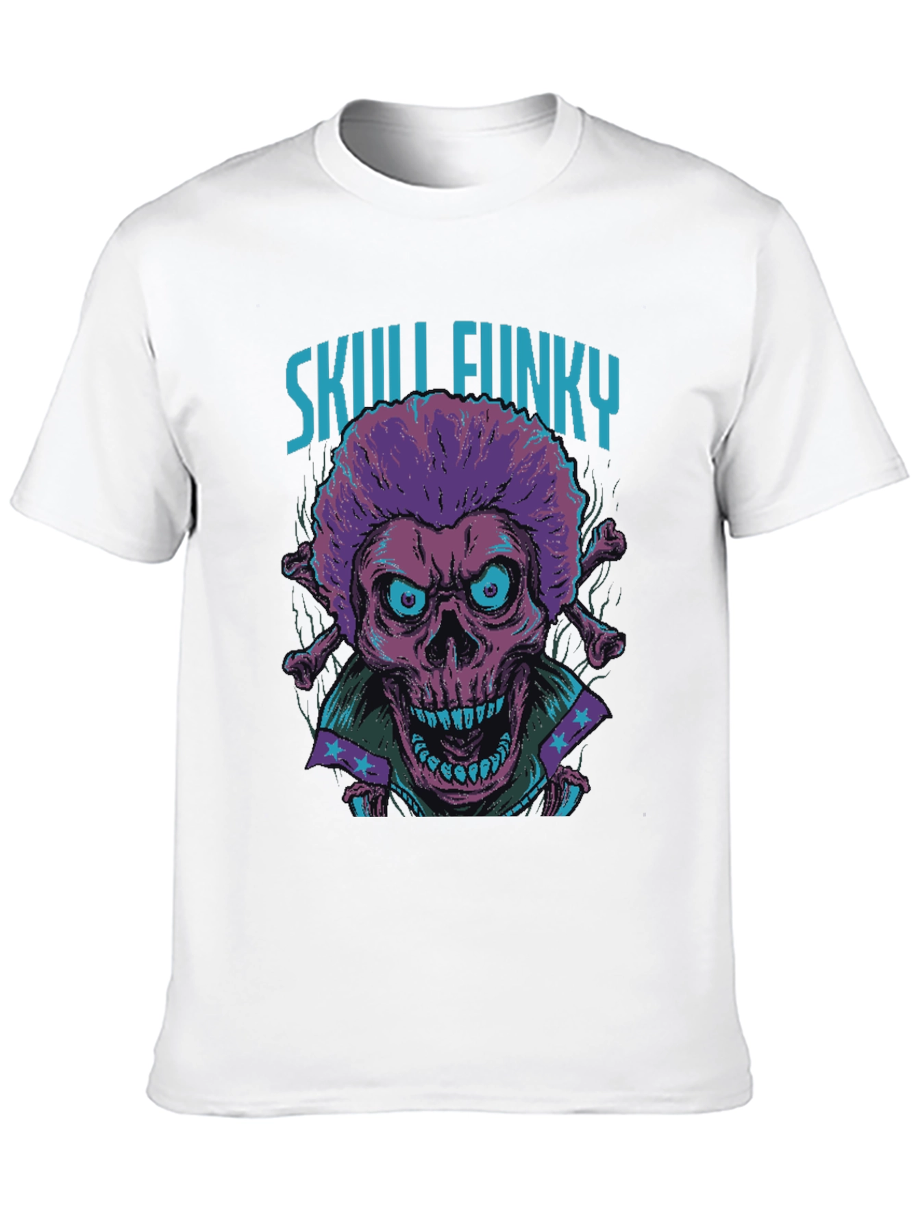 Skull Funky Graphic Print Tee - Unique Fashion