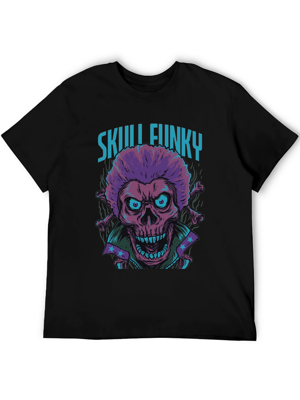 Skull Funky Graphic Print Tee - Unique Fashion