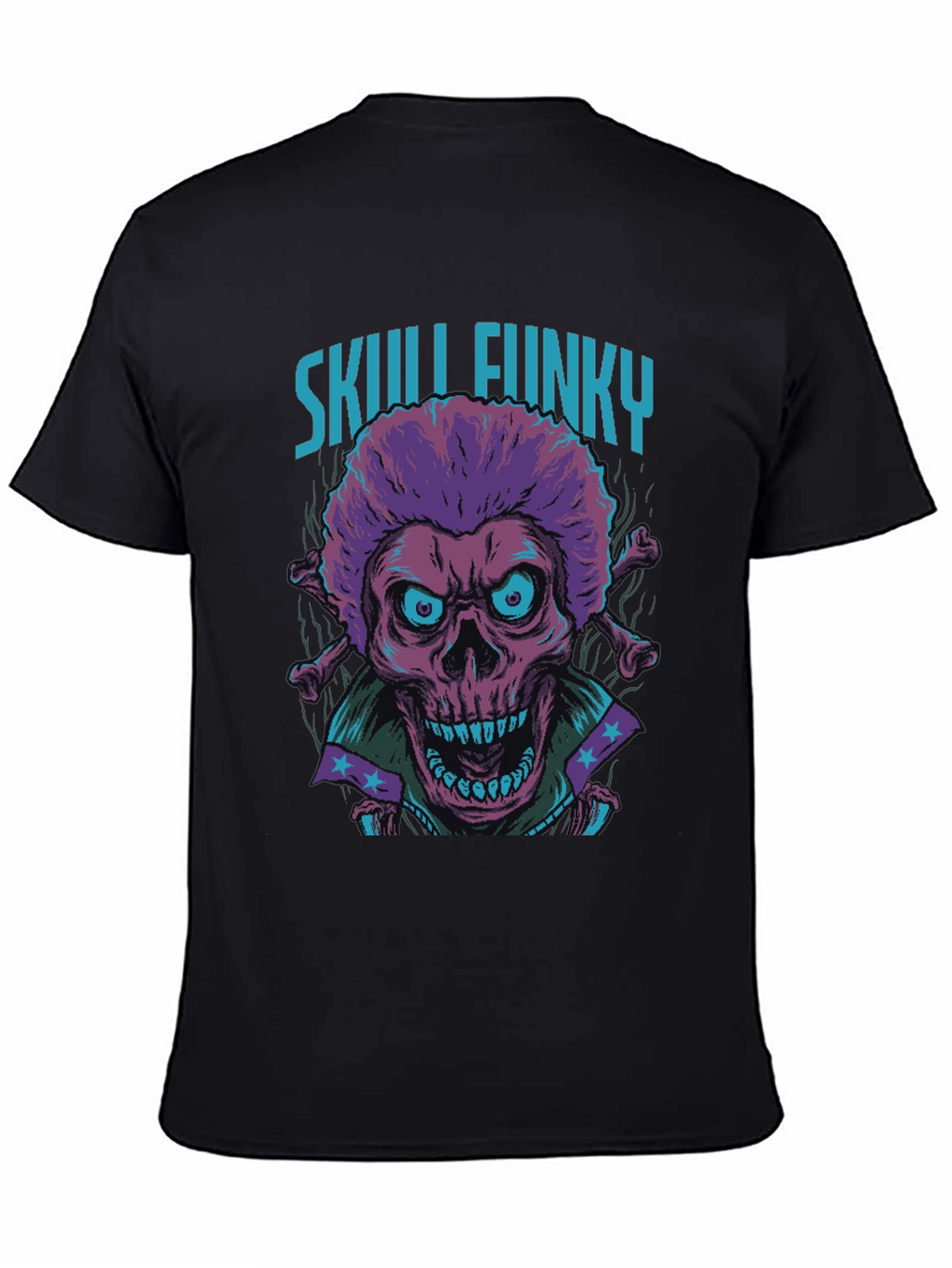 Skull Funky Graphic Print Tee - Unique Fashion