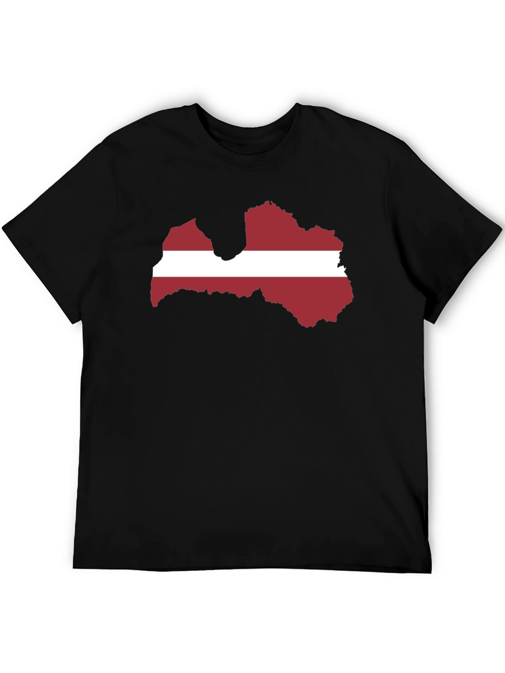 Latvia Flag Map Graphic Tee - Black