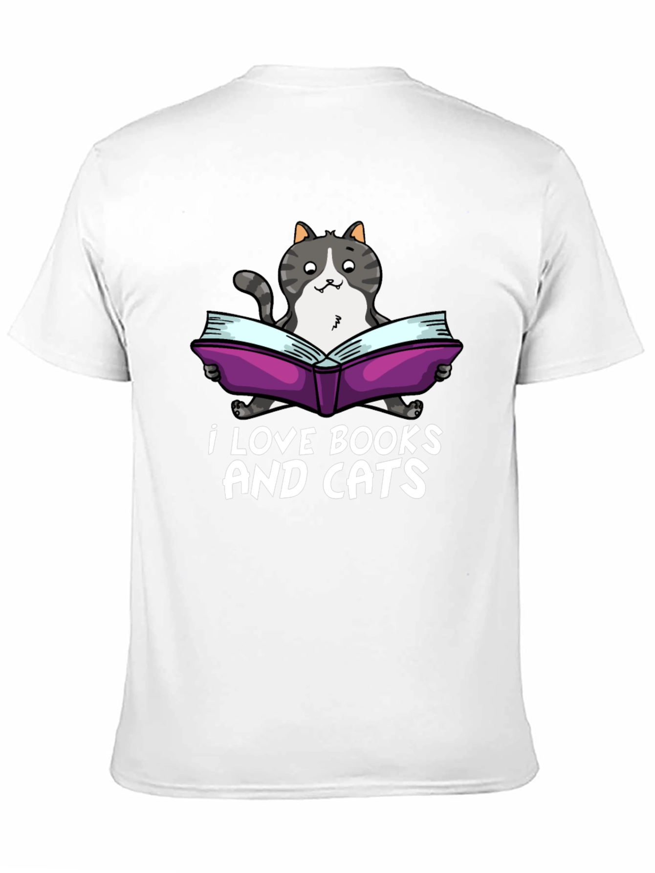 I Love Books and Cats Black T-Shirt