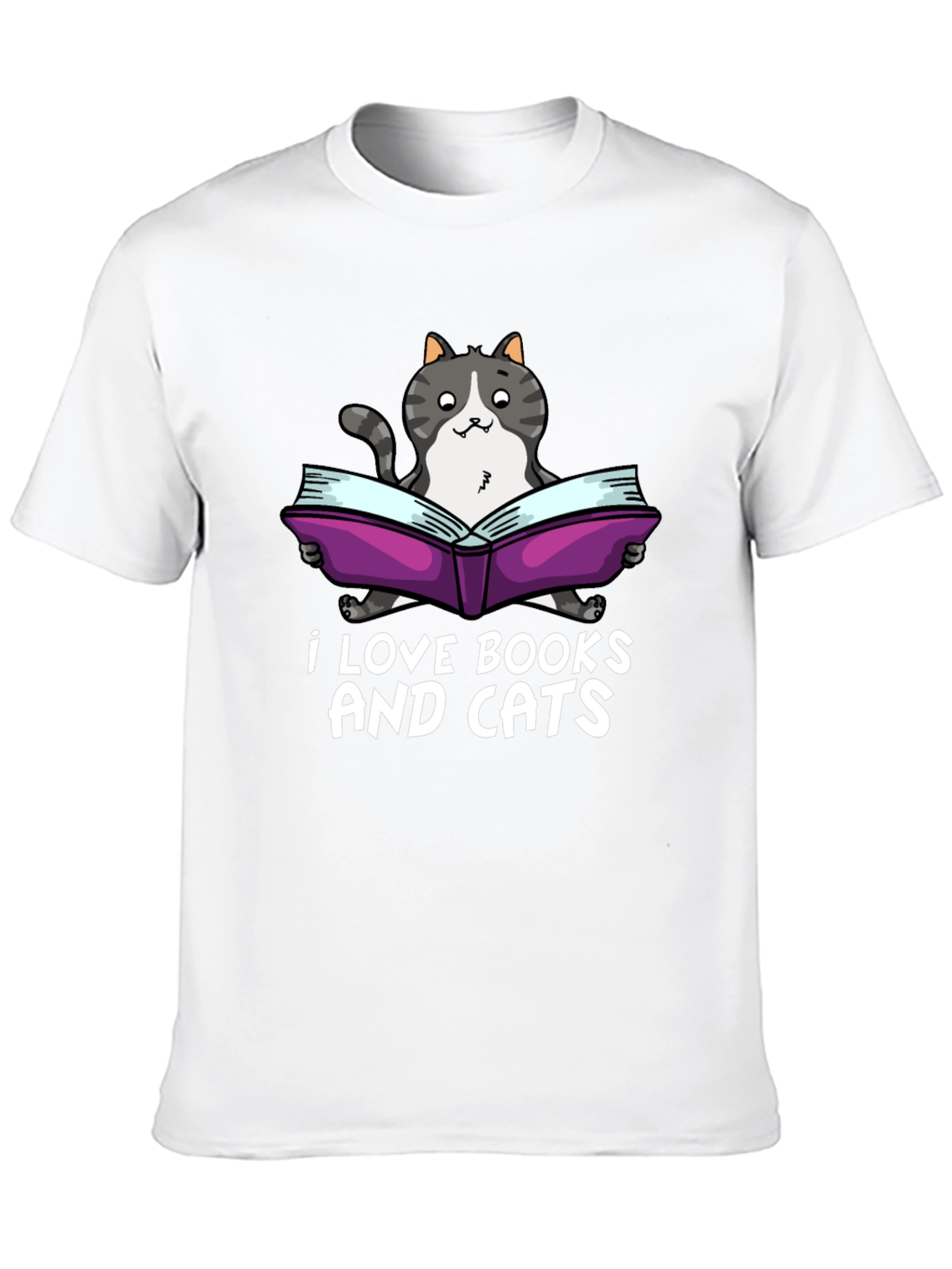I Love Books and Cats Black T-Shirt