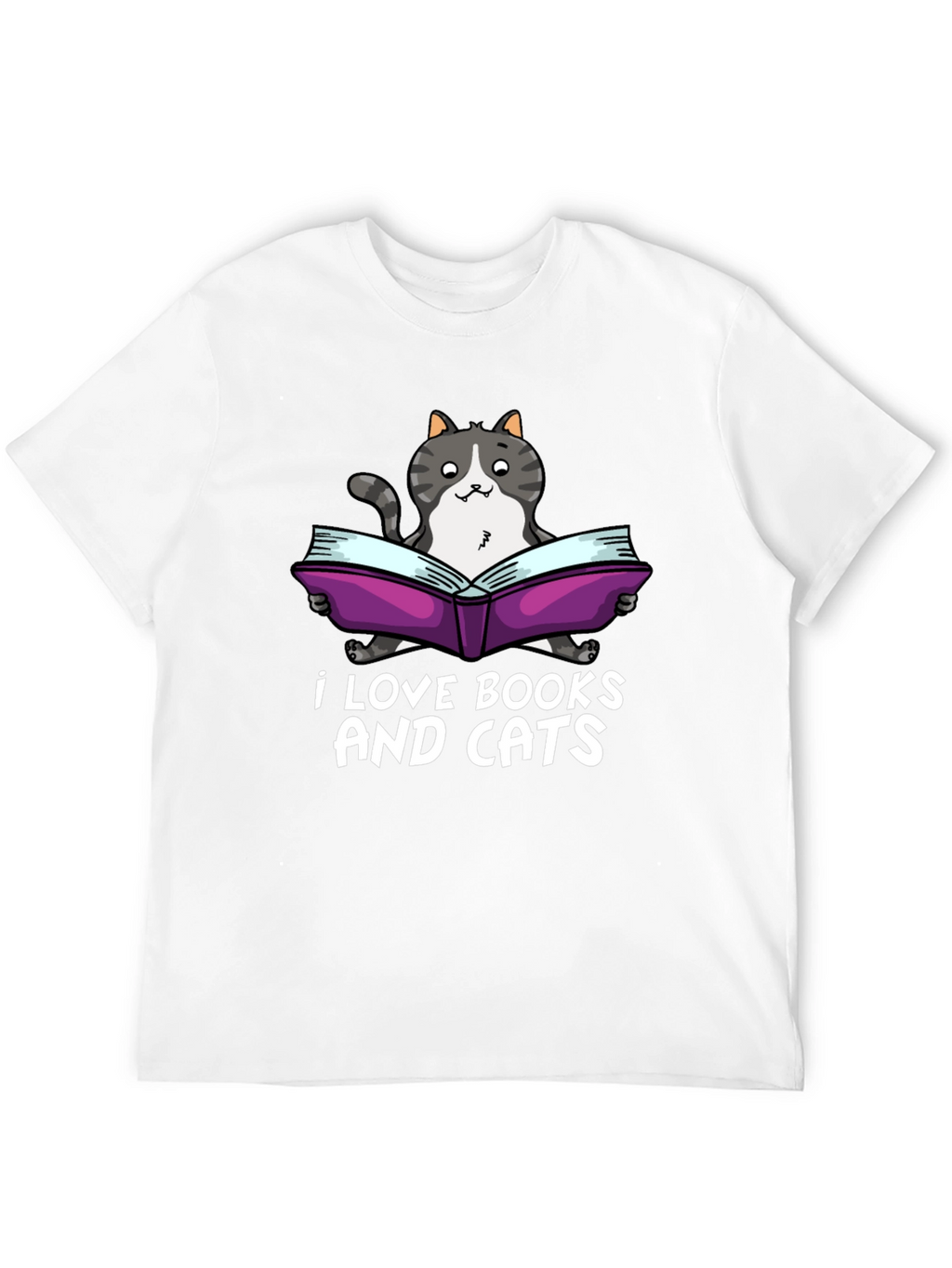 I Love Books and Cats Black T-Shirt