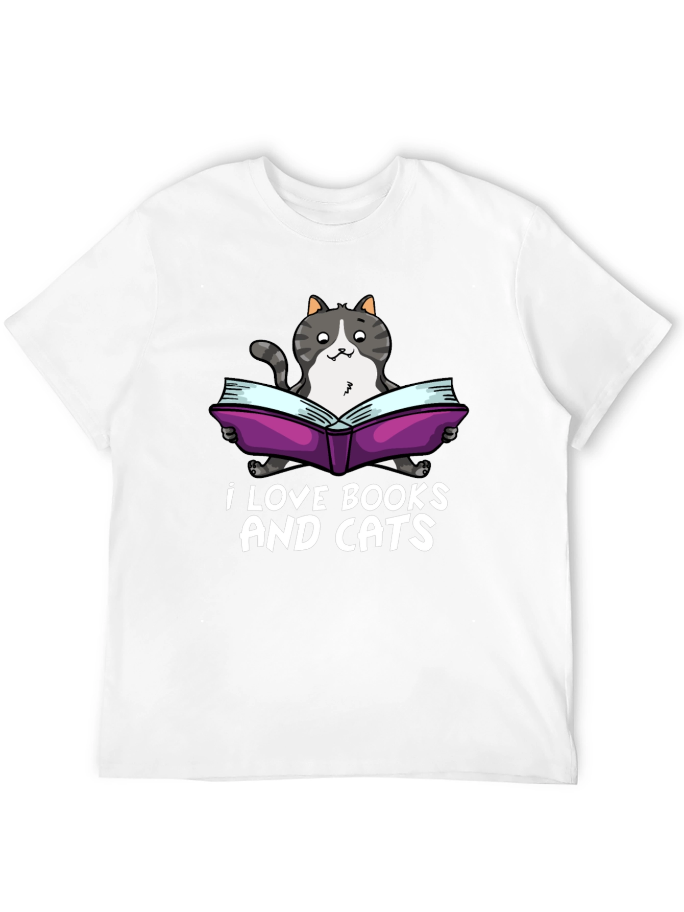 I Love Books and Cats Black T-Shirt