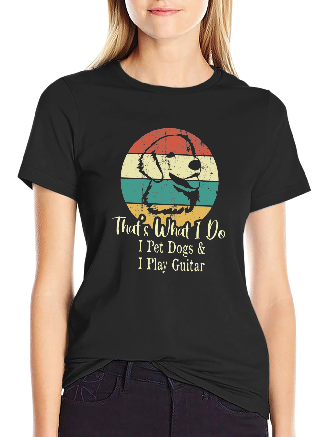 I Pet Dogs & Play Guitar T-Shirt - Dog Lover Tee