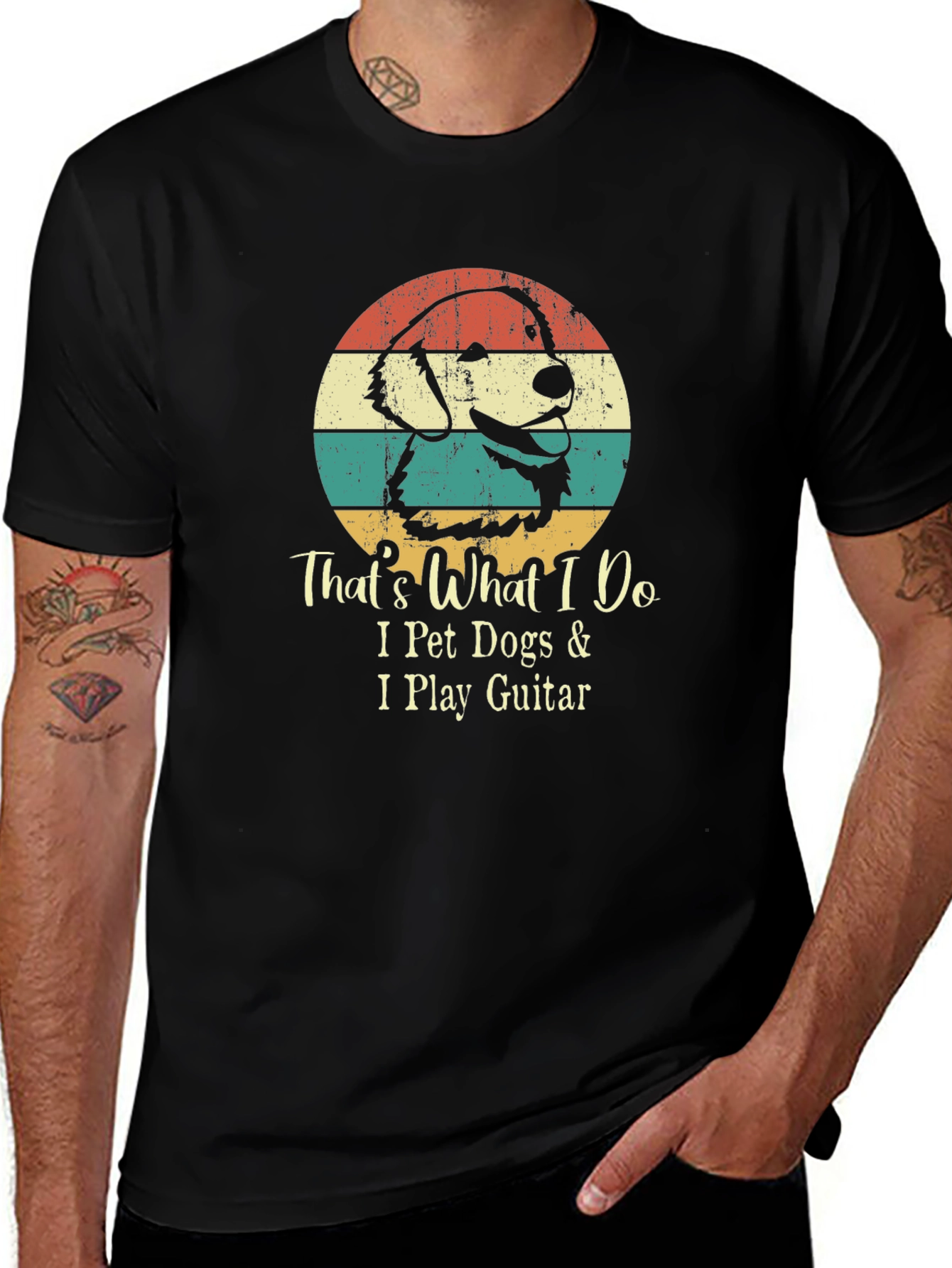 I Pet Dogs & Play Guitar T-Shirt - Dog Lover Tee