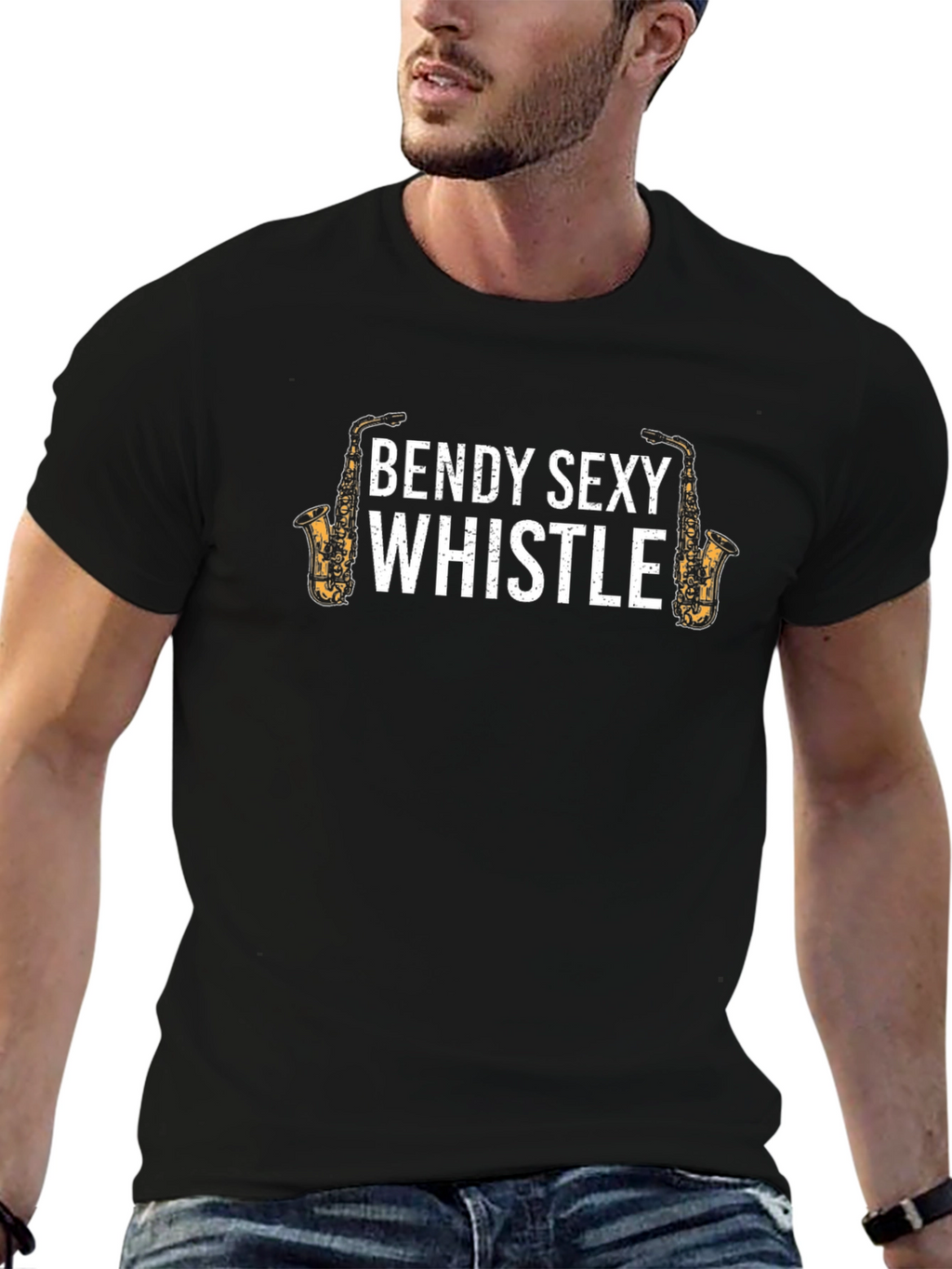 Bendy Sexy Whistle Graphic Tee - Black Cotton Shirt