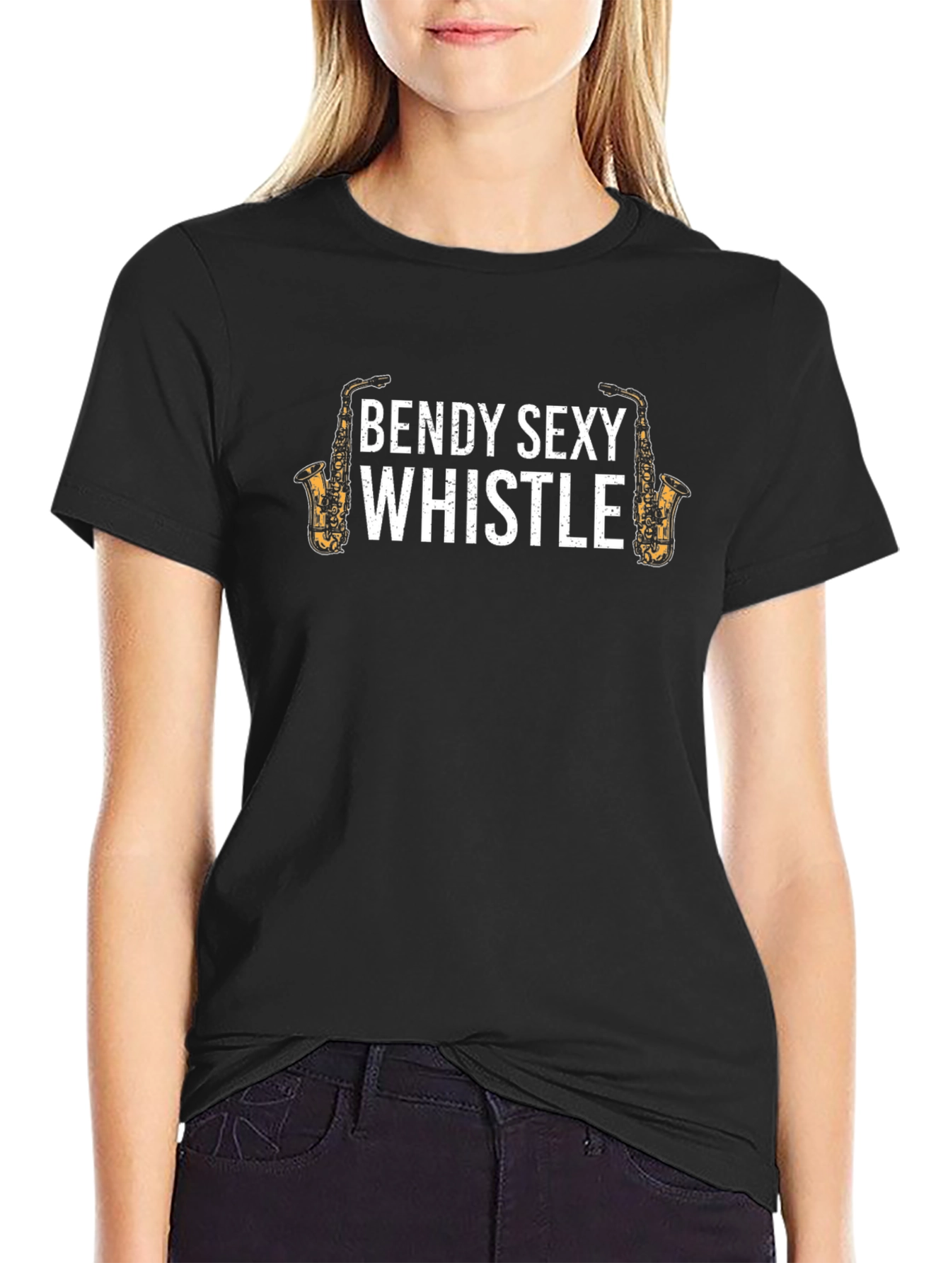 Bendy Sexy Whistle Graphic Tee - Black Cotton Shirt
