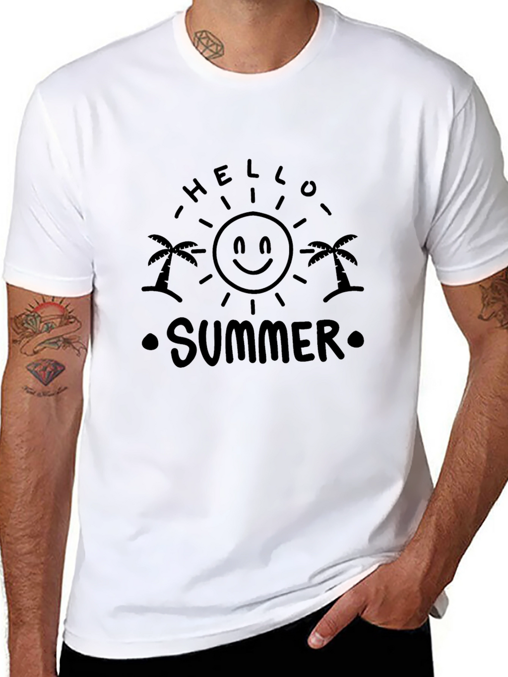 Hello Summer Black Graphic Tee