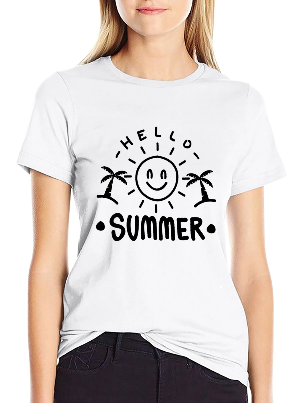 Hello Summer Black Graphic Tee