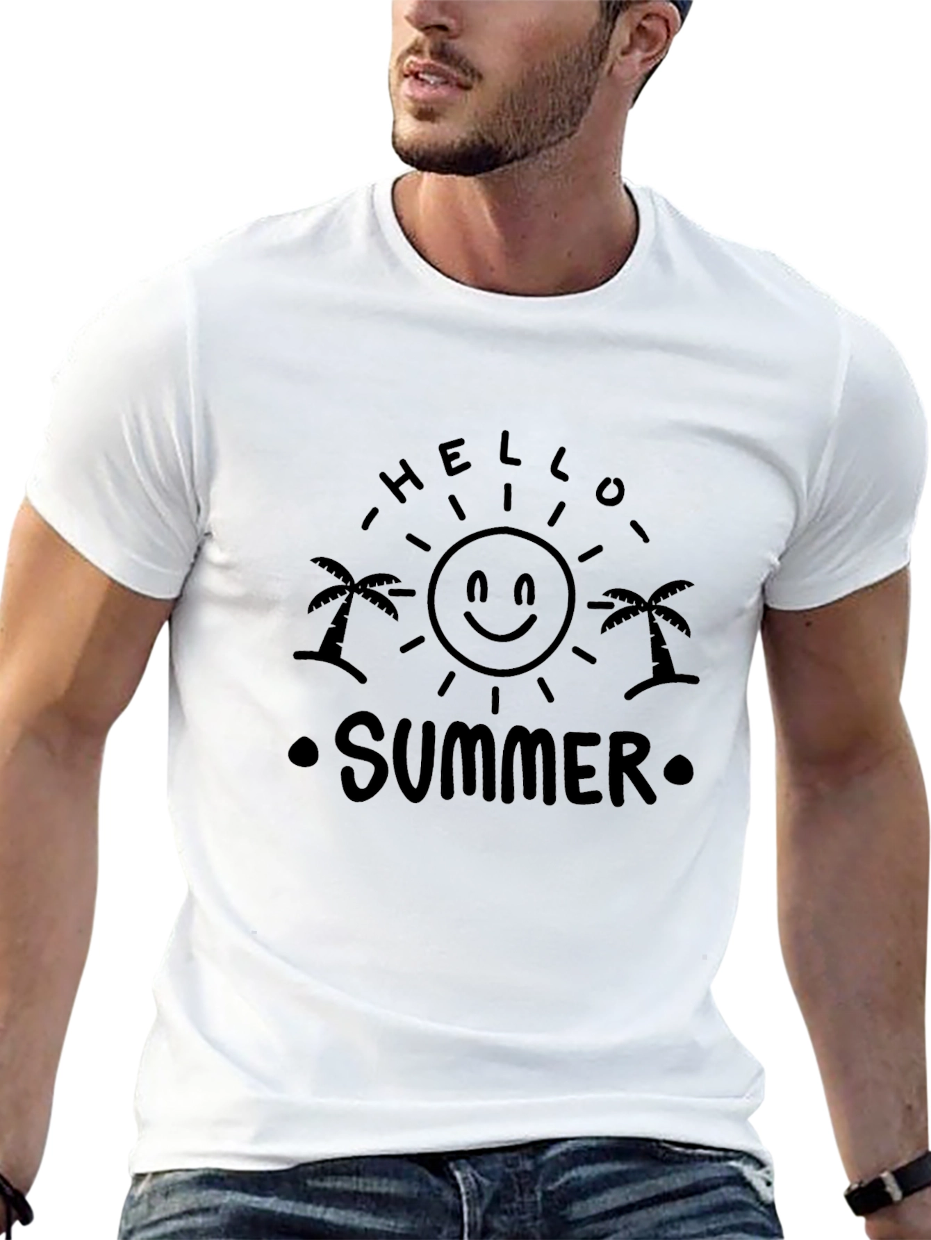 Hello Summer Black Graphic Tee