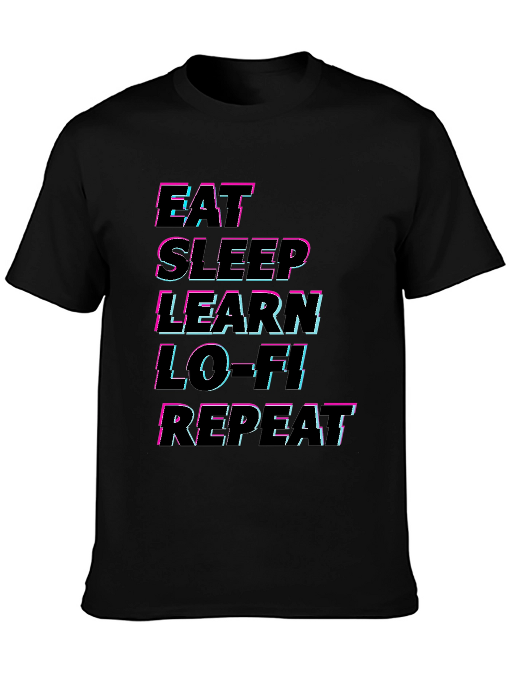 Eat Sleep Learn Lo-Fi Repeat Black T-Shirt