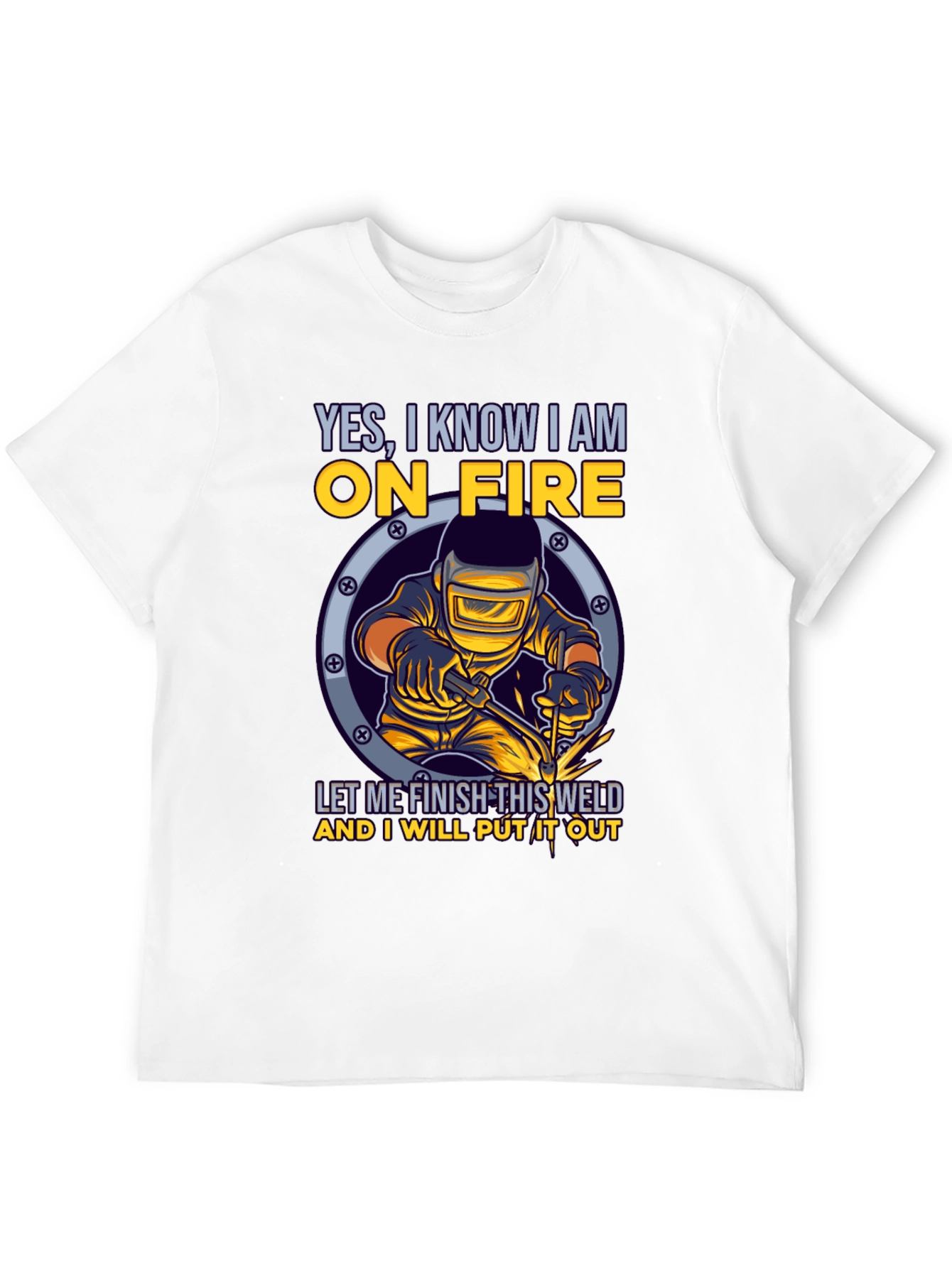 Welder On Fire Graphic Tee - Funny Welding T-Shirt