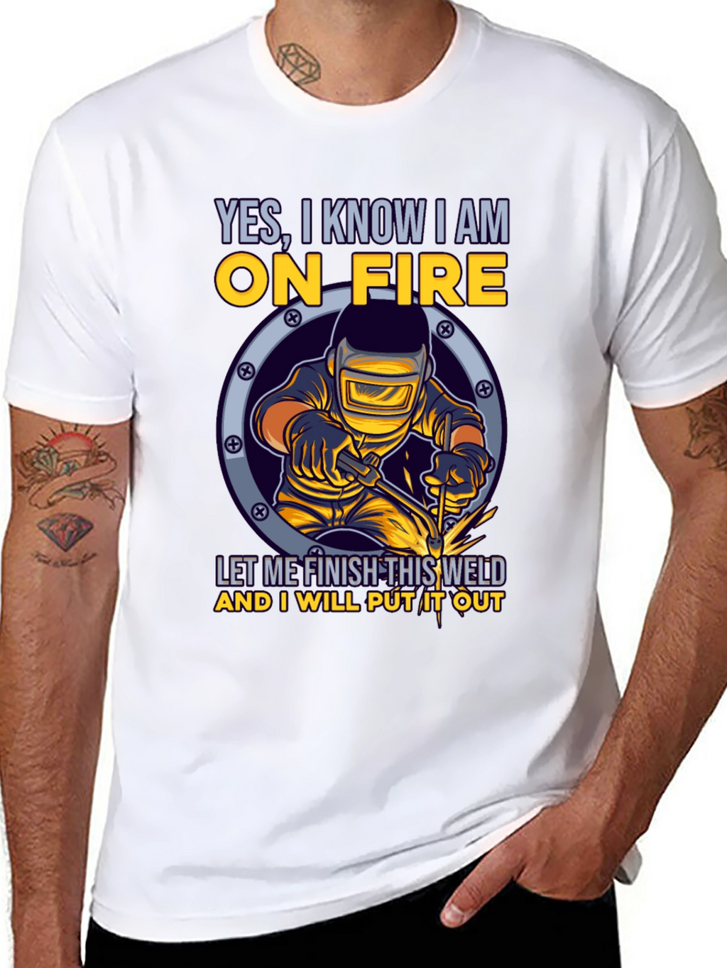 Welder On Fire Graphic Tee - Funny Welding T-Shirt