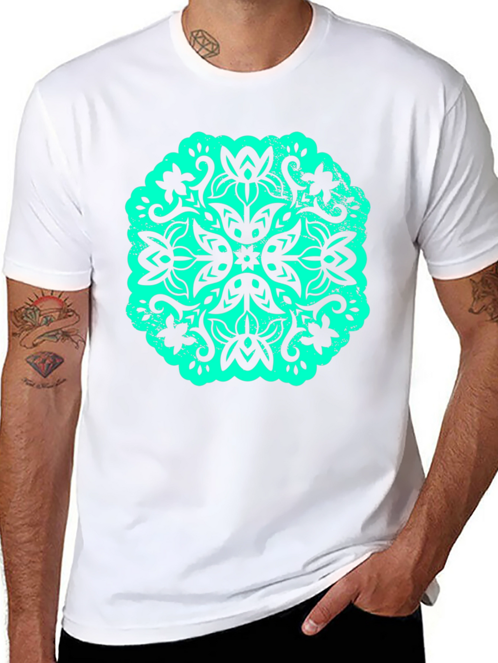 Floral Mandala Graphic Tee - Black