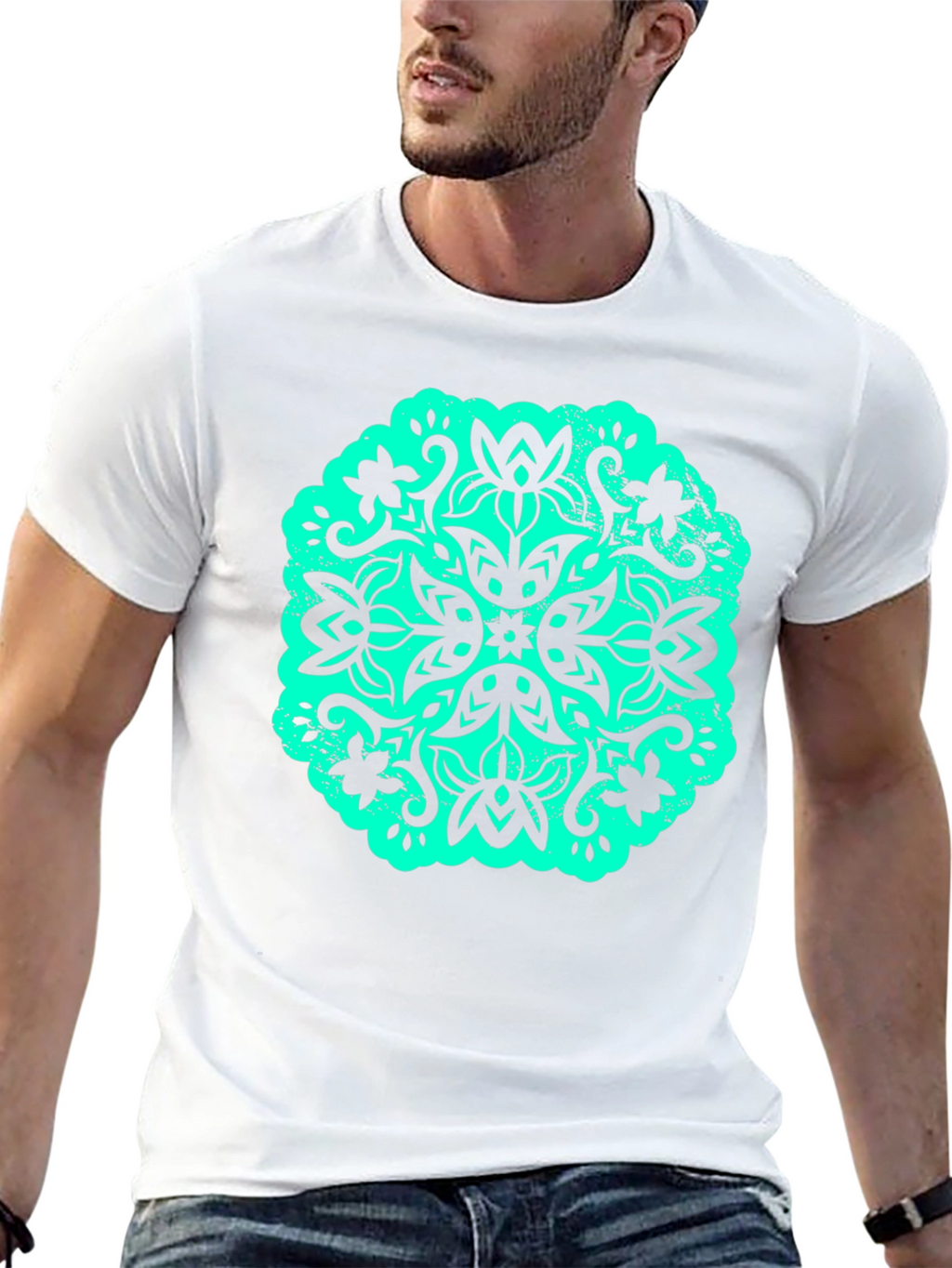 Floral Mandala Graphic Tee - Black