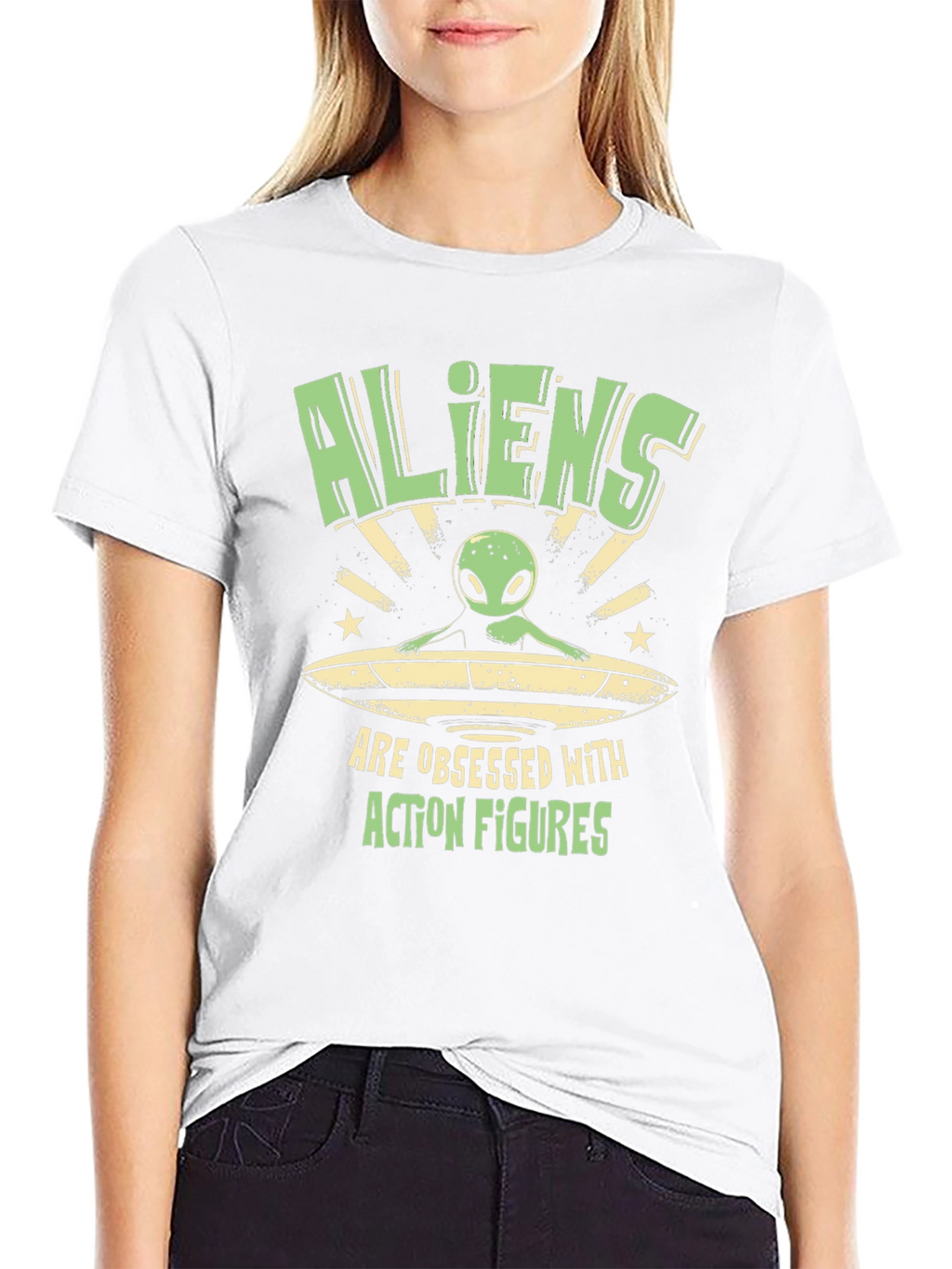 Aliens Obsessed with Action Figures Black T-Shirt