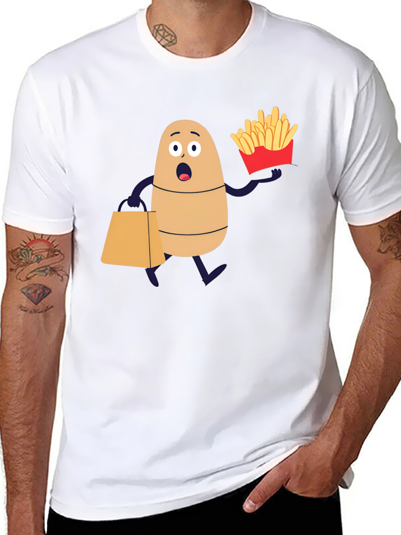 Funny Potato and Fries Graphic T-Shirt