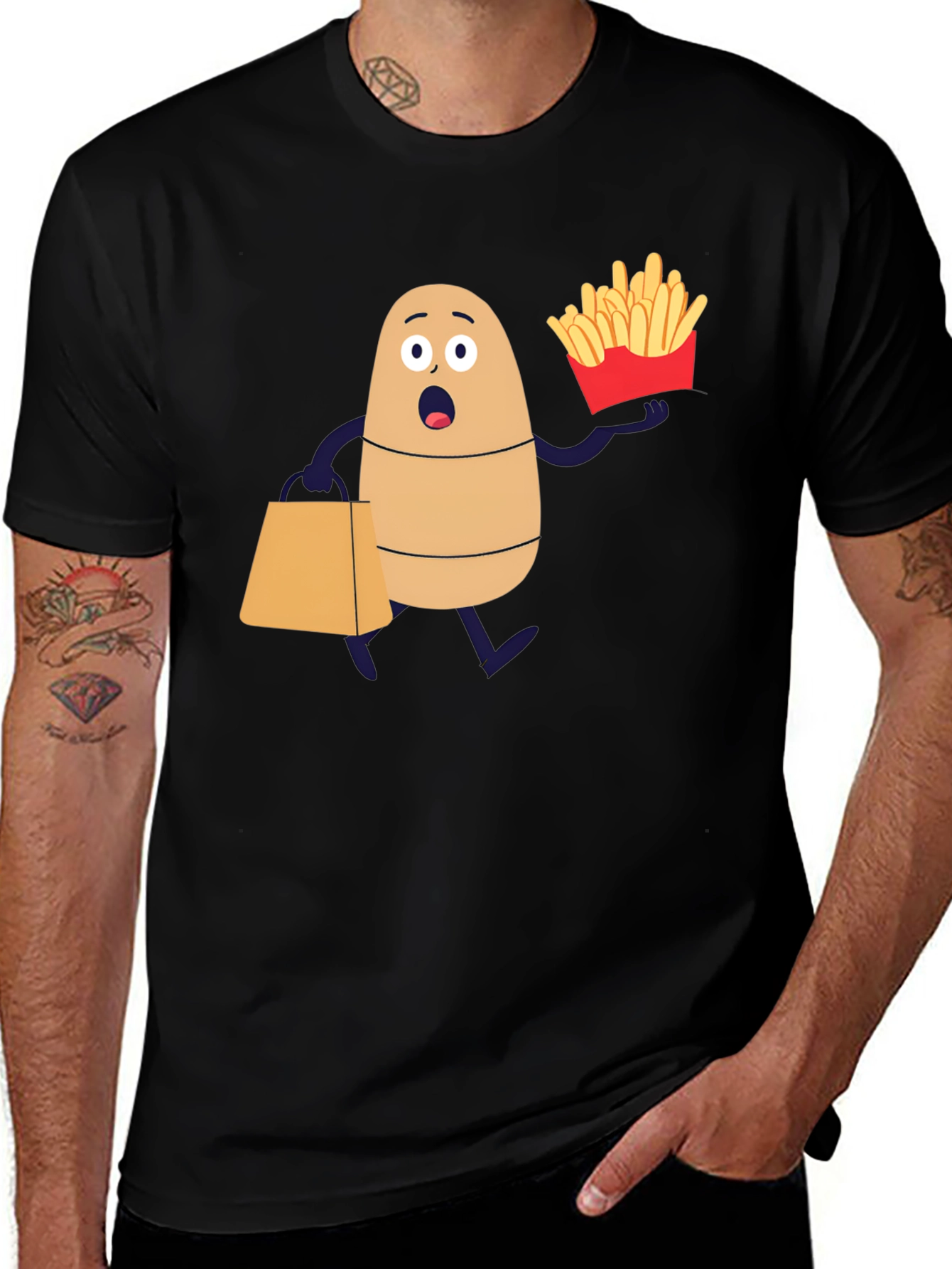 Funny Potato and Fries Graphic T-Shirt