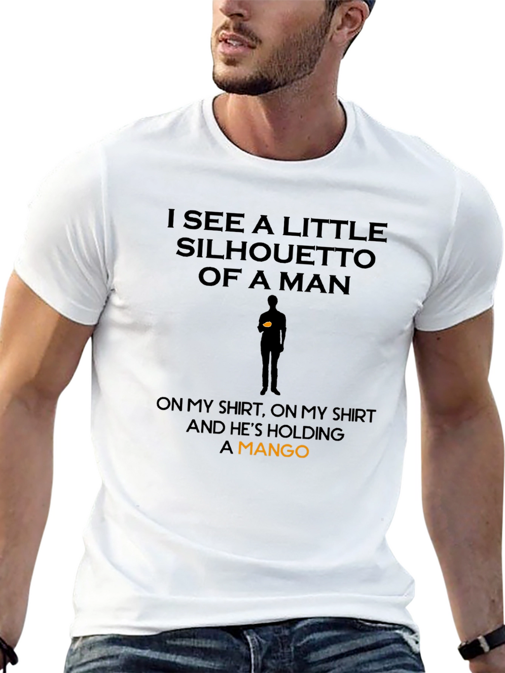 Silhouette of a Mango Man Black T-Shirt