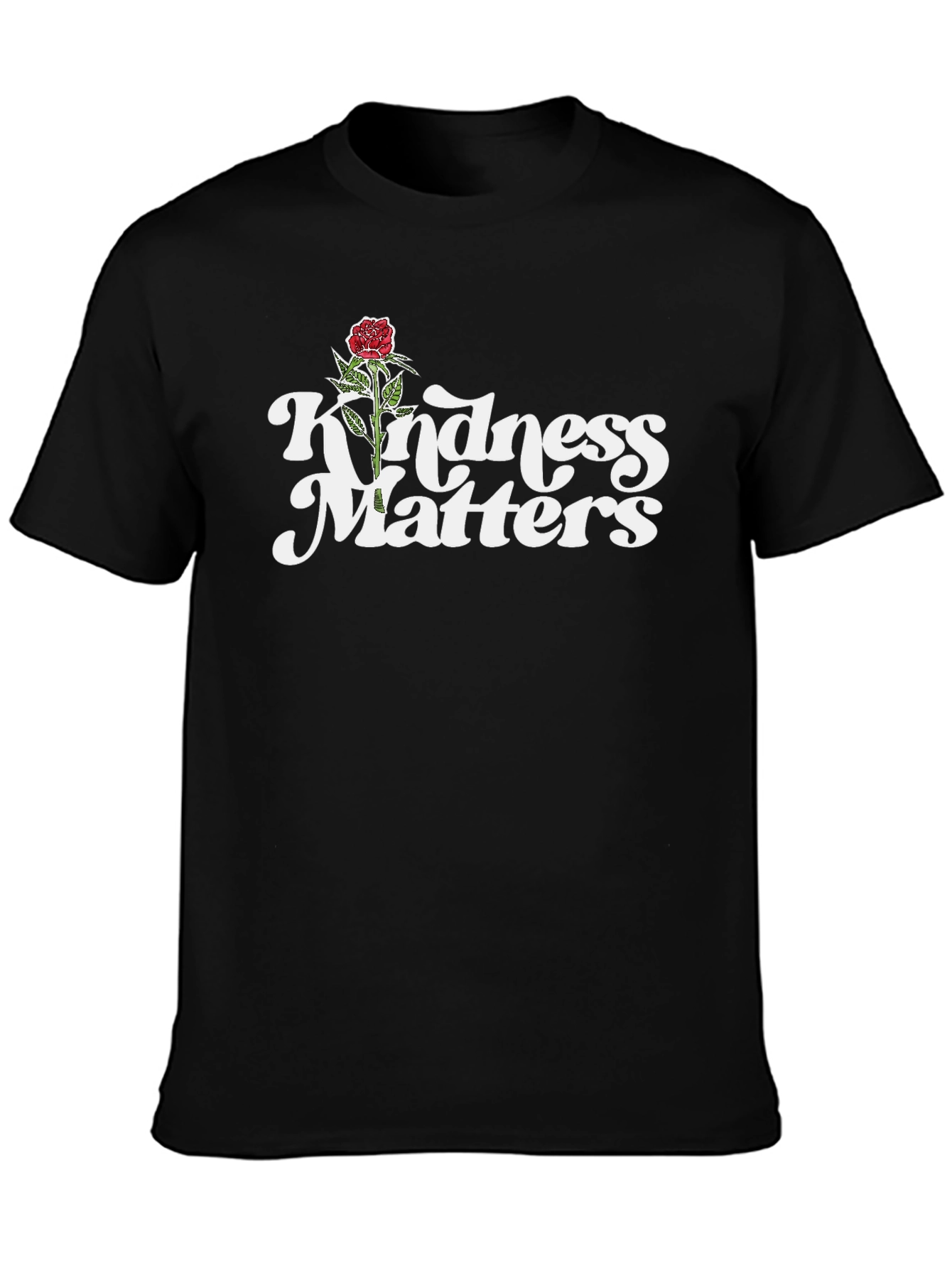 Kindness Matters Rose Graphic Black T-Shirt
