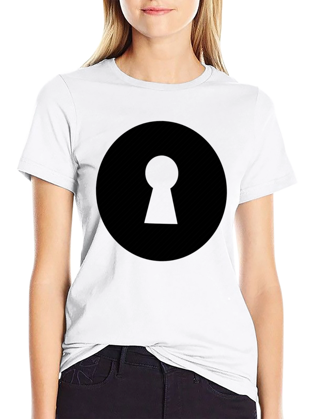 Keyhole Graphic Black T-Shirt