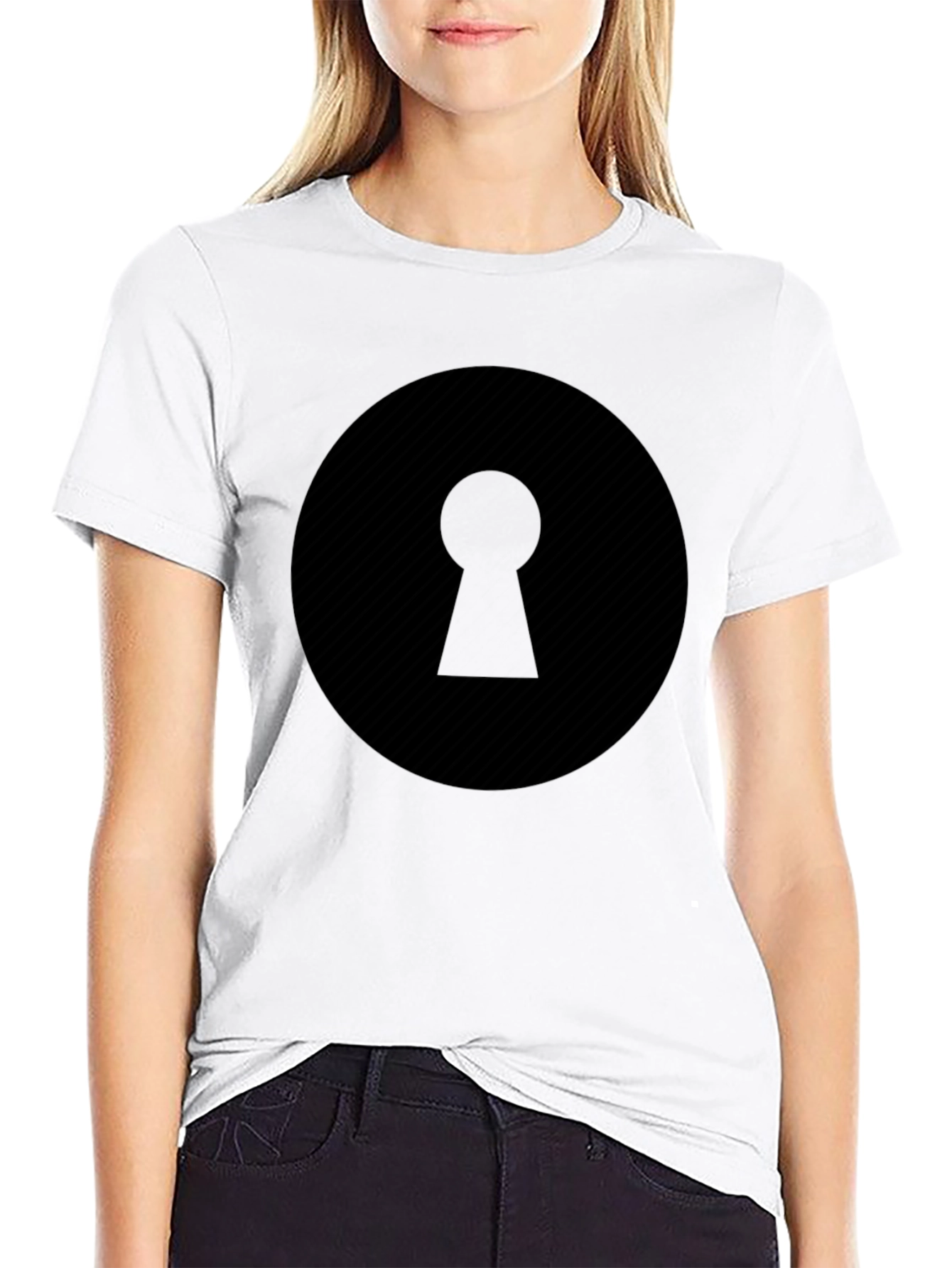 Keyhole Graphic Black T-Shirt